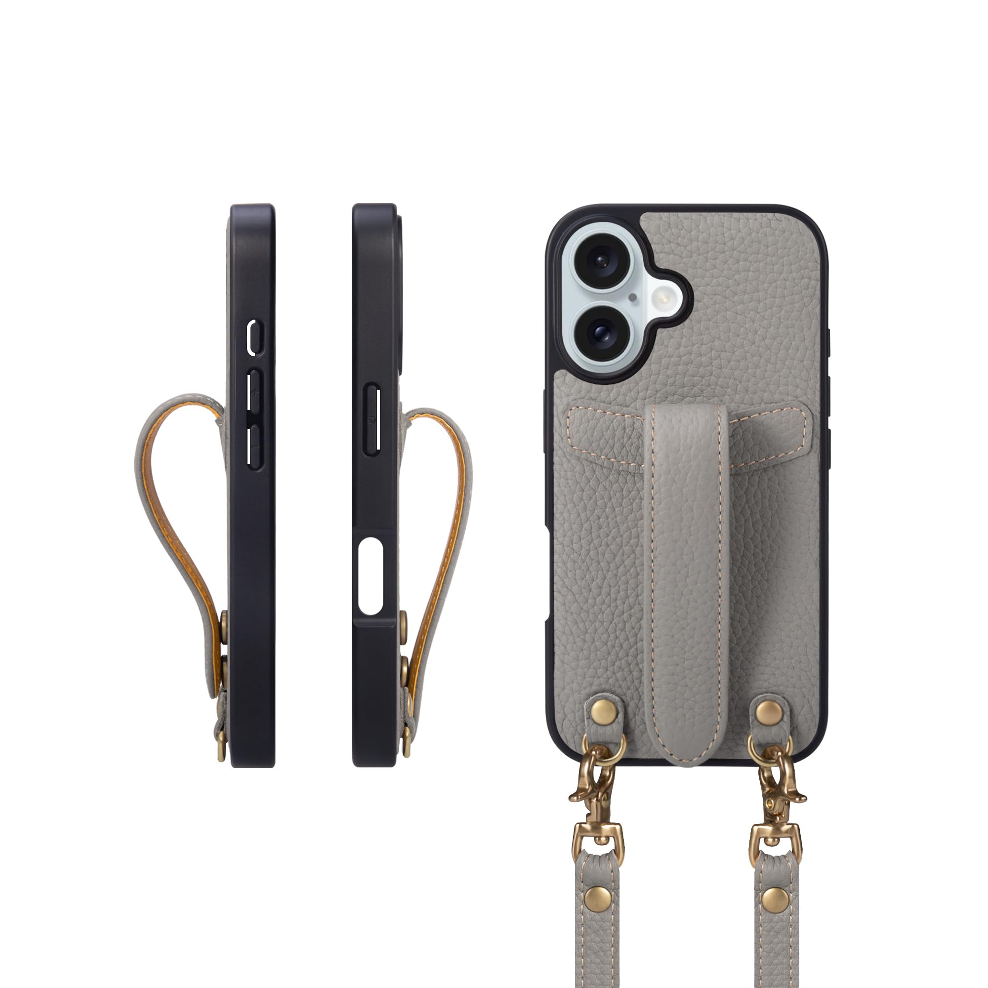 COGURE コグレ iPhone16 ケース ショルダーストラップ 本革 落下防止 耐衝撃 ギフトボックス付き COPG グレージュ【Grege】