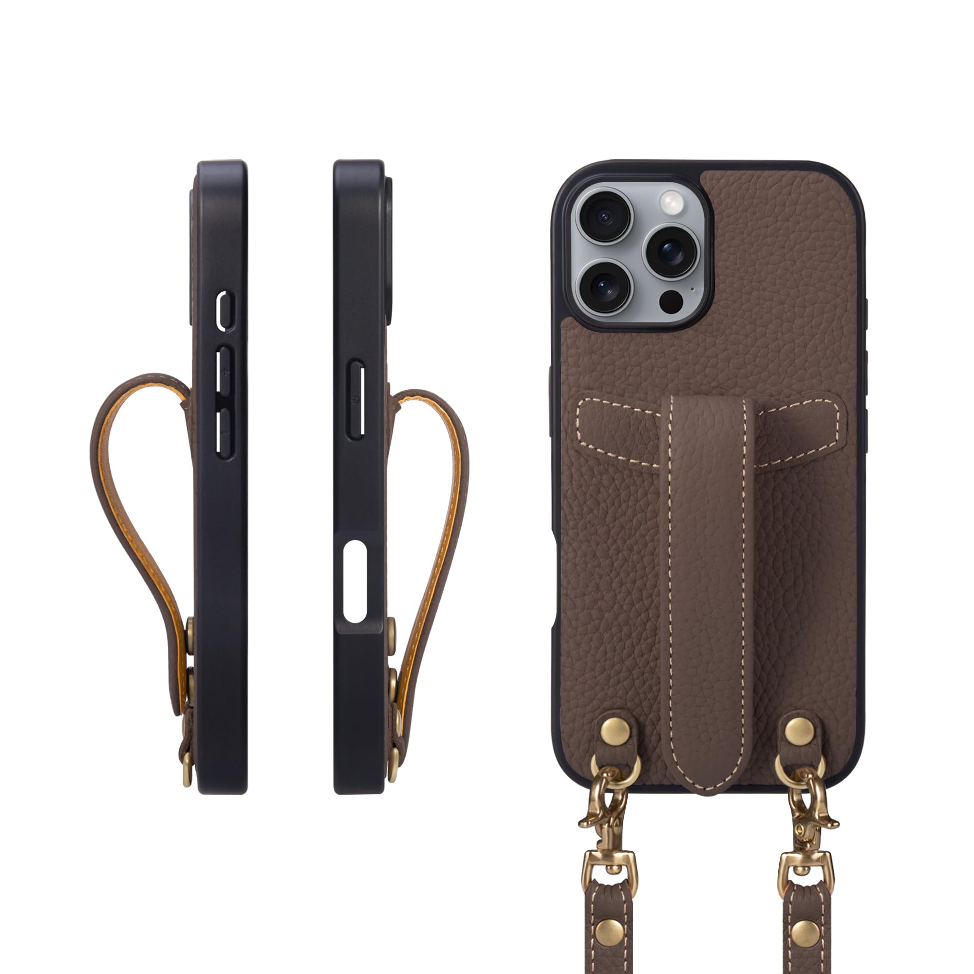 COGURE コグレ iPhone16ProMax ケース ショルダーストラップ 本革 落下防止 耐衝撃 ギフトボックス付き COPG エトープ【Etoupe】