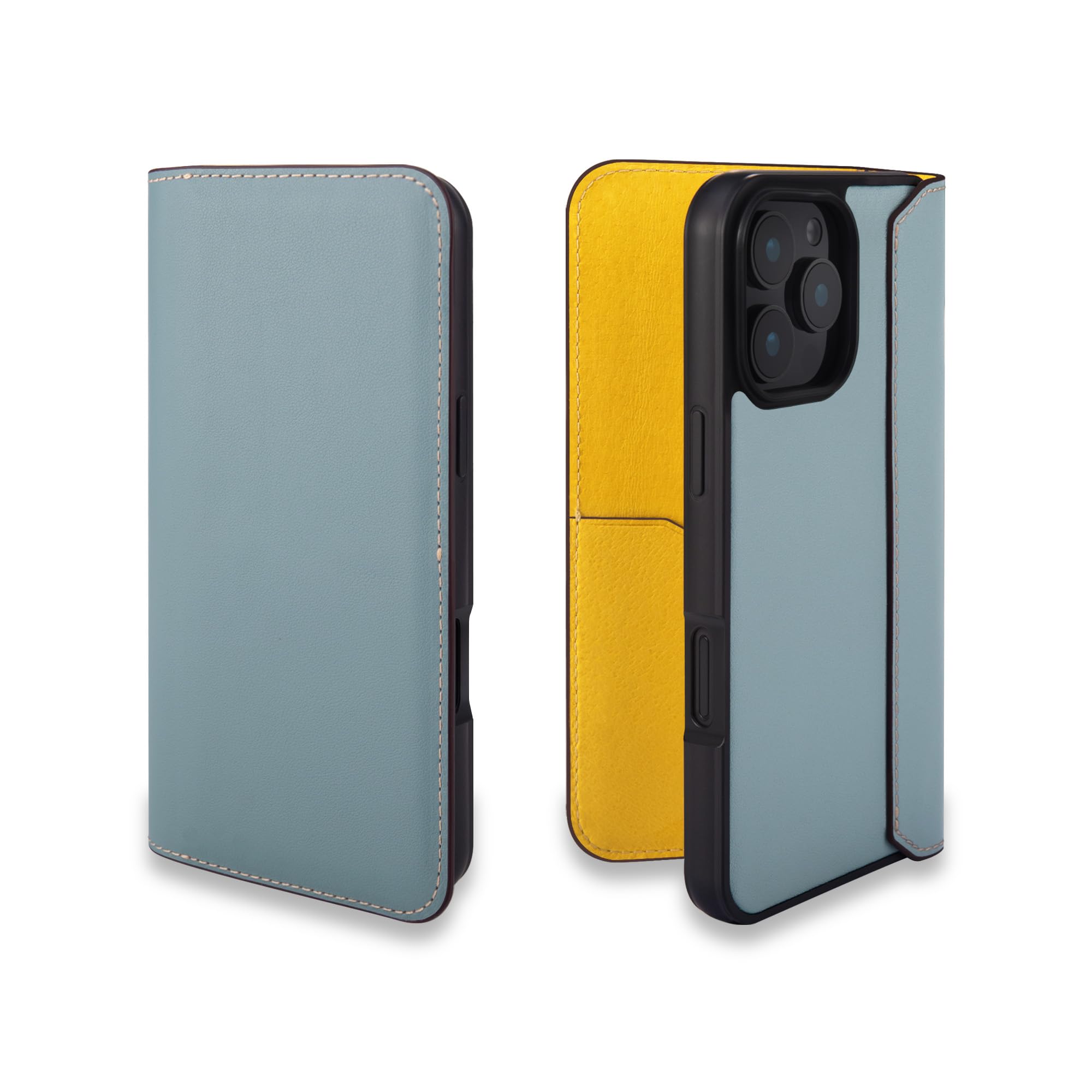 COGURE コグレ iPhone16Pro 手帳型 ケース ダイアリーケース スマホケース 本革 スムースレザー カード入れ ABS&TPU衝撃保護ケース 耐衝撃 磁石なし ギフトボックス付き COGHH ブルーリン|WES STORE