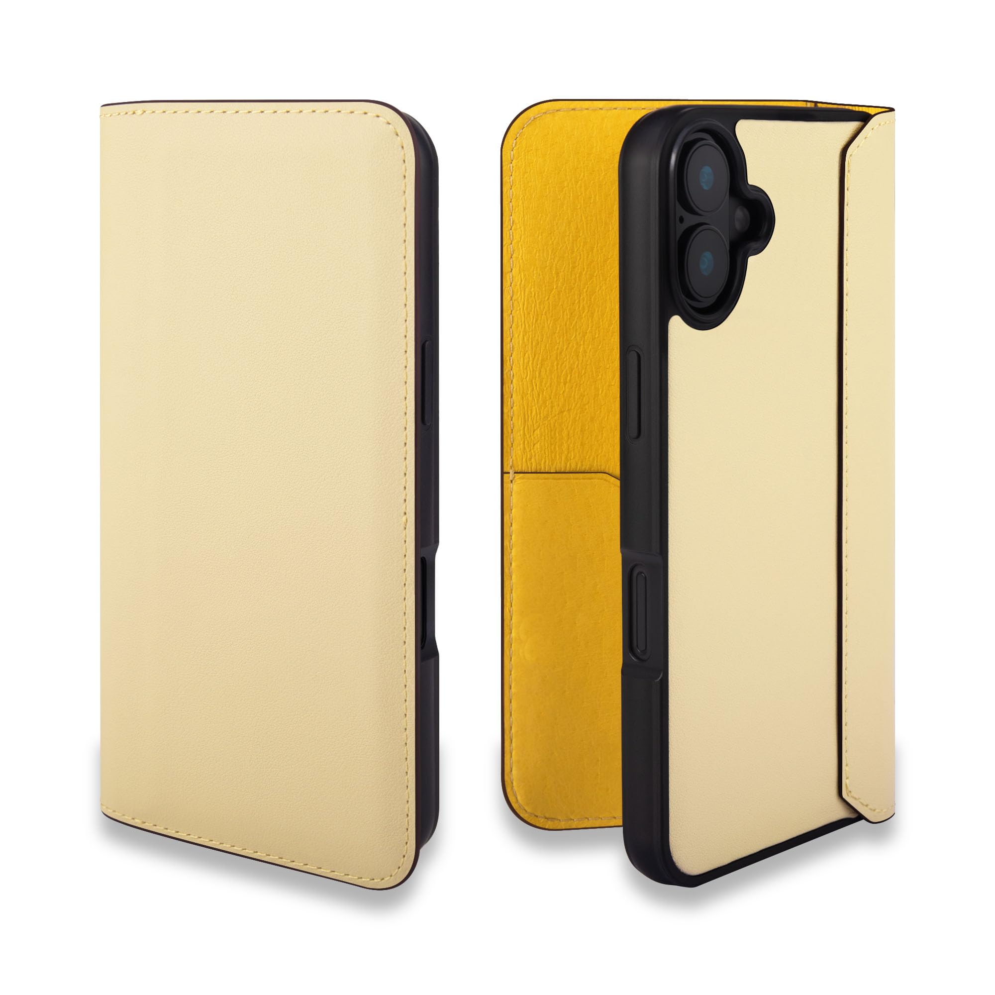 COGURE コグレ iPhone16Plus 手帳型 ケース ダイアリーケース スマホケース 本革 スムースレザー カード入れ ABS&TPU衝撃保護ケース 耐衝撃 磁石なし ギフトボックス付き COGHH アイボリー｜WES STORE