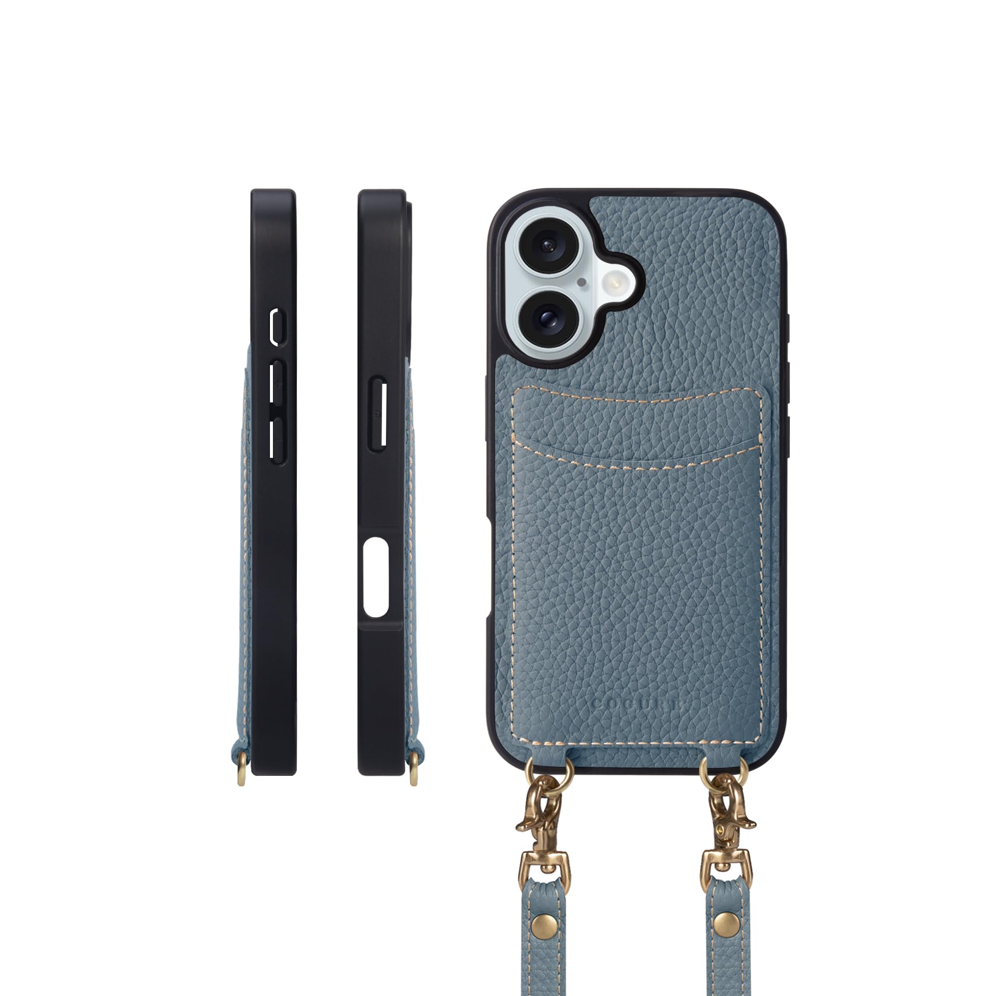 COGURE コグレ iPhone16 ケース ショルダーストラップ 本革 カード収納 落下防止 耐衝撃 ギフトボックス付き COPGCS ブルーリン【BlueLin】 20,098円