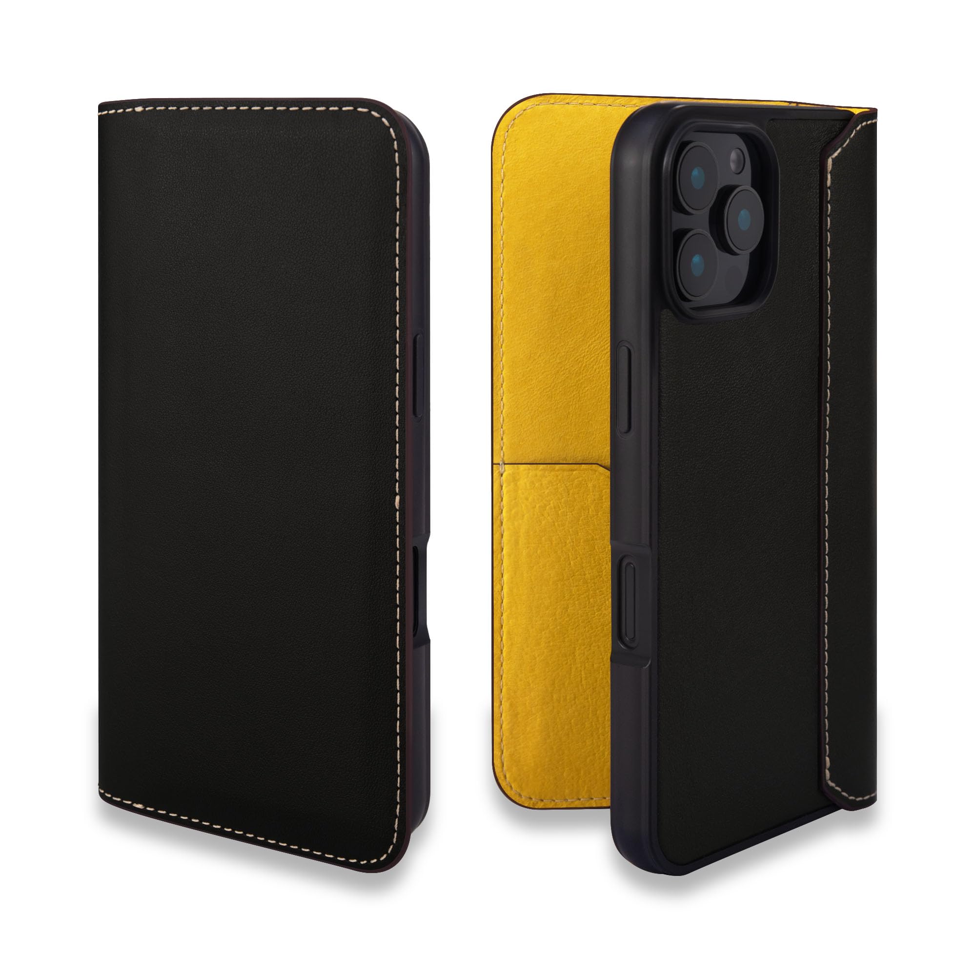 COGURE コグレ iPhone16ProMax 手帳型 ケース ダイアリーケース スマホケース 本革 スムースレザー カード入れ ABS&TPU衝撃保護ケース 耐衝撃 磁石なし ギフトボックス付き COGHH ブラック|WES STORE