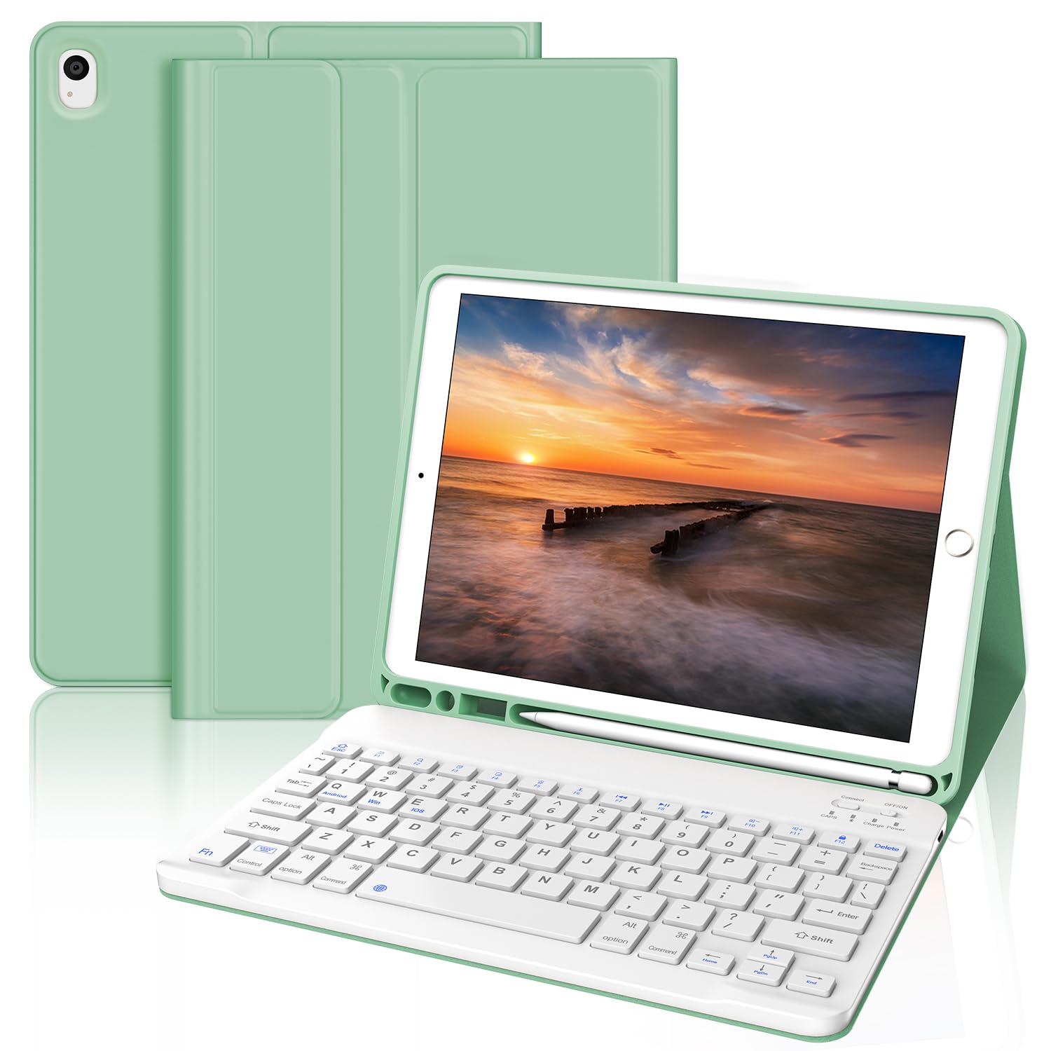 【2024編成替え青写真】 iPad 鍵盤10.2 in - iPad 第9/8/7時人 鍵盤 入れもの 一般受け 超軽さ 脱着式 iPad air3/pro10.5 兼用 鉛筆保持者付き添い人 Bluetooth鍵盤押しかぶせる 耐衝撃 全面保護すること 多角