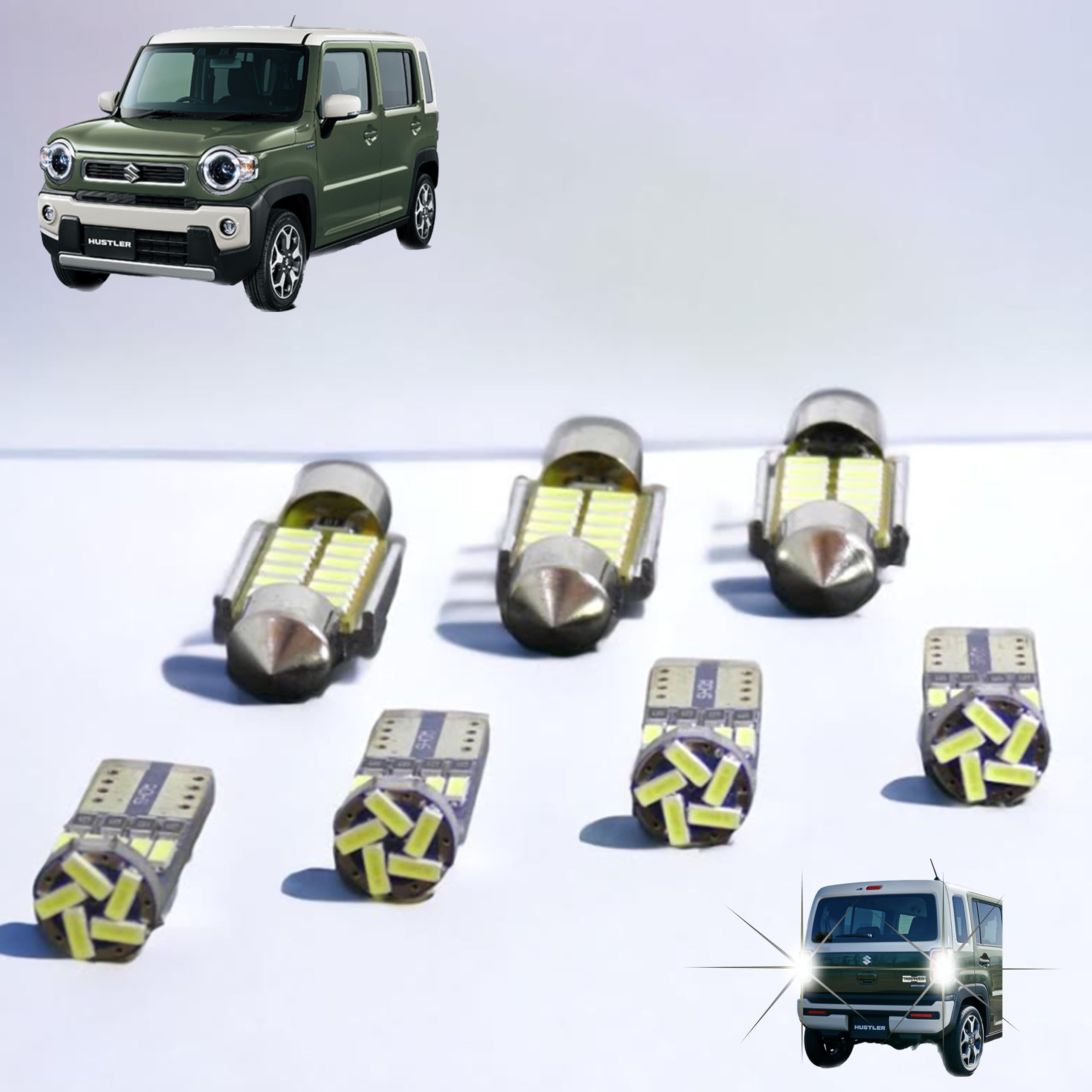 ノーブランド品【室内灯+ナンバー灯+バックライト】ハスラーフレアクロスオーバーLED6点セット型式:MR52S/92SMS52S/92S取付工具付き【簡単交換】無極性6000Kゴースト灯防止室内灯パーツカー用品｜WES STORE 13,381円