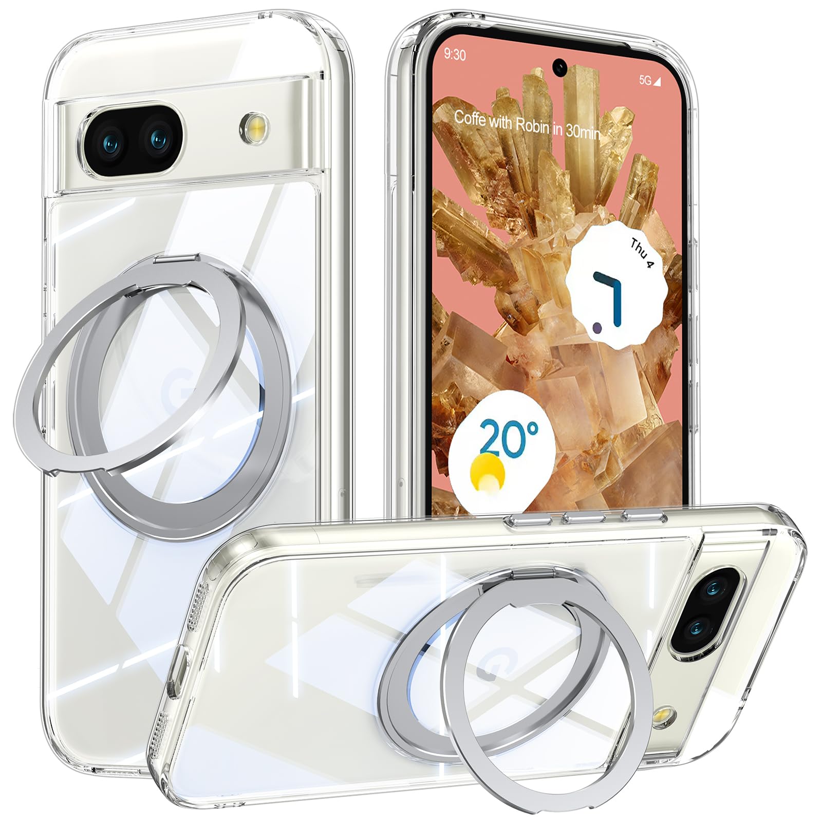 Pixel 8a 用 入れもの Magsafe相応う Google 画素8a 押しかぶせる 360°回転させる照明ランプ Uovon スマホケース 持ちはこぶ入れもの 無線電話申し受ける 車載保持者 相応う 同盟罷工さあ美穴付き添い人 半澄み切った 指紋押しとどめる 黄?押しとどめる ・ クリ