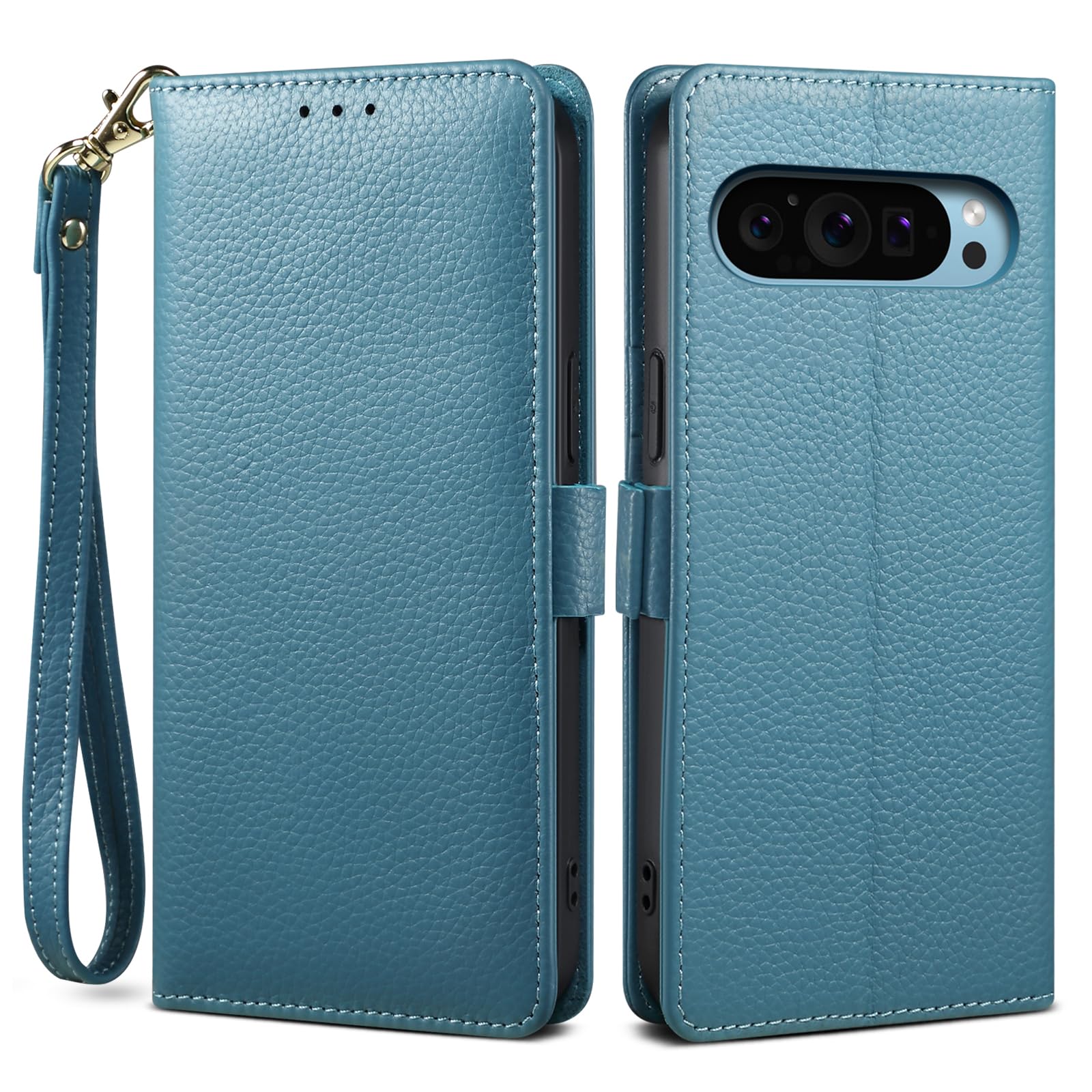 【2024 新登場! 高級シュリンクカーフレザー】Google Pixel 9 ケース Pixel 9 Pro ケース 手帳型 本革 牛革 カード収納 サイドマグネット式 横置きスタンド機能付き 上下にストラップホール付き ス