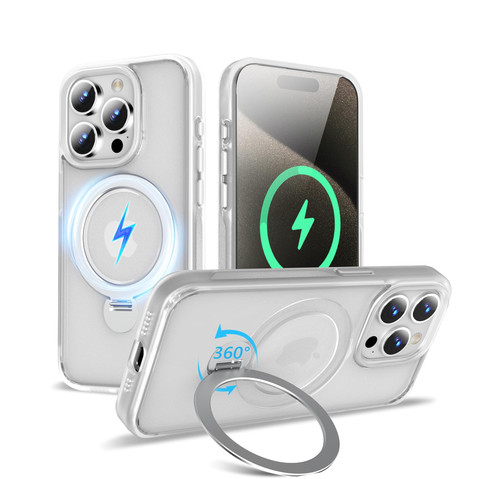 【2024新発育・定点360度回転させる照明ランプ】KWATUNG iphone 15 pro max 用 容れもの MagSafe相応う 無線電話申し受ける相応う いphone15pro max 用 容れもの 包みかくし納める式照明ランプ 横縦合い性 アイフォン15promax 用容れもの 輪っか スマートフォン・携帯電話アクセサリー-スマートフォン・タブレット-ケース・カバー
