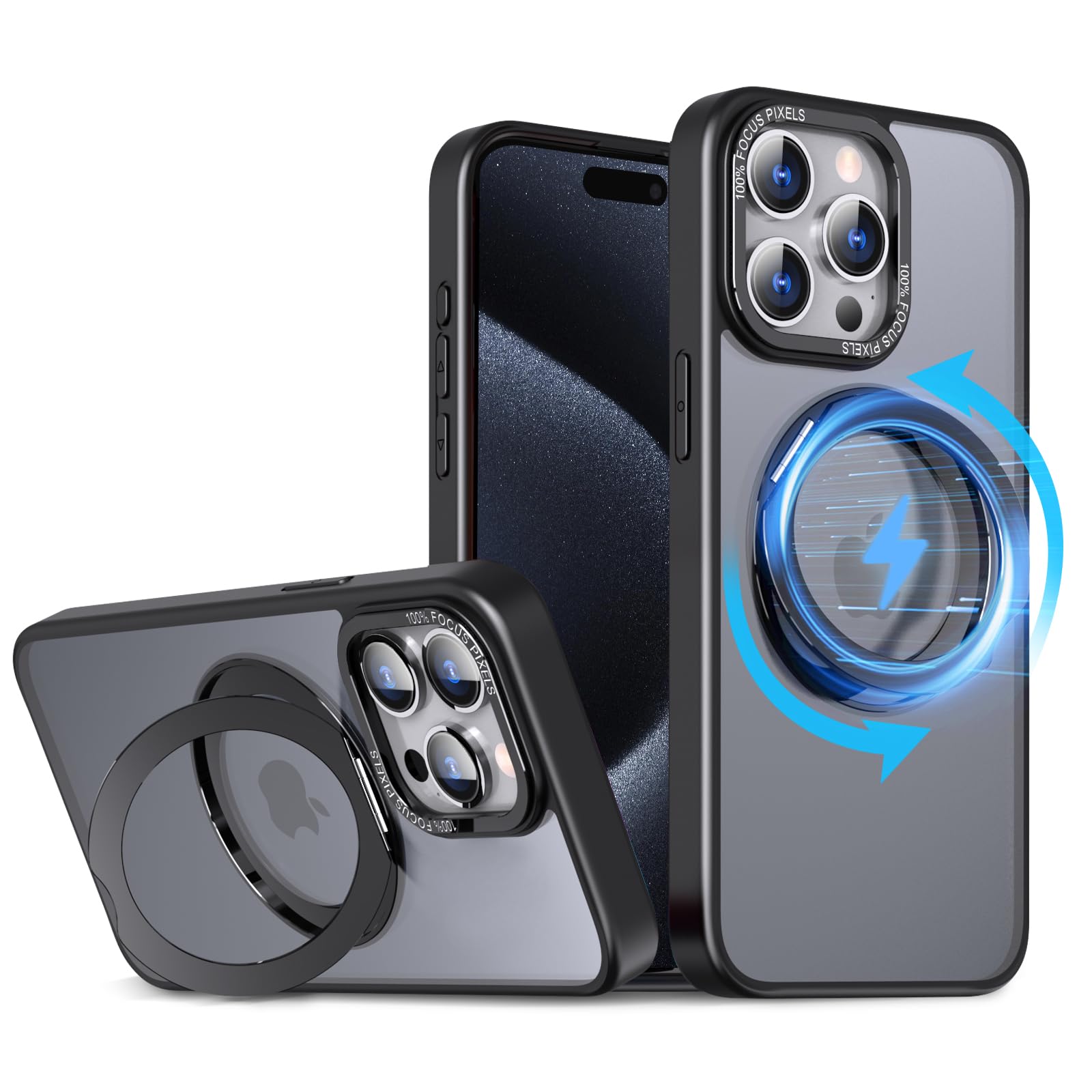 KWATUNG 取り替えっこ品 容れもの iphone 15 pro max 用 容れもの magsafe相応う 無線電話申し受ける アイホン15pro max 用容れもの 落っこちる押しとどめる 耐衝撃 いphone15pro max 用 容れもの 360°回転させる照明ランプ 縦横両相応う iphone15労働者階級マックス
