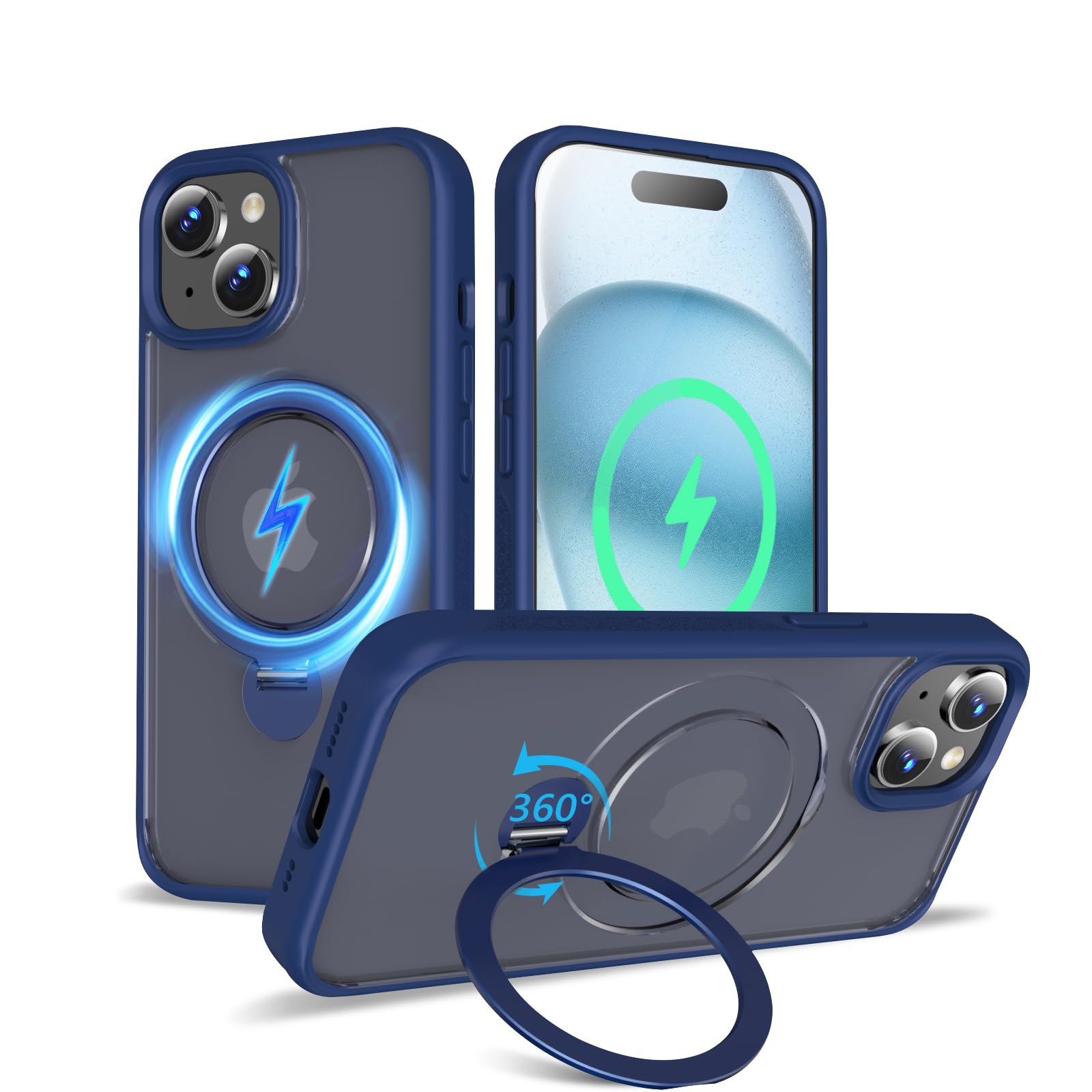 【2024新発育・定点360度回転させる照明ランプ】KWATUNG iphone 15 用 容れもの MagSafe相応う 無線電話申し受ける相応う アイフォン15 用 容れもの 包みかくし納める式照明ランプ 横縦合い性 角度自然調整 スマホケース iphone 15 用 輪っか ケース・カバー-スマートフォン・タブレット