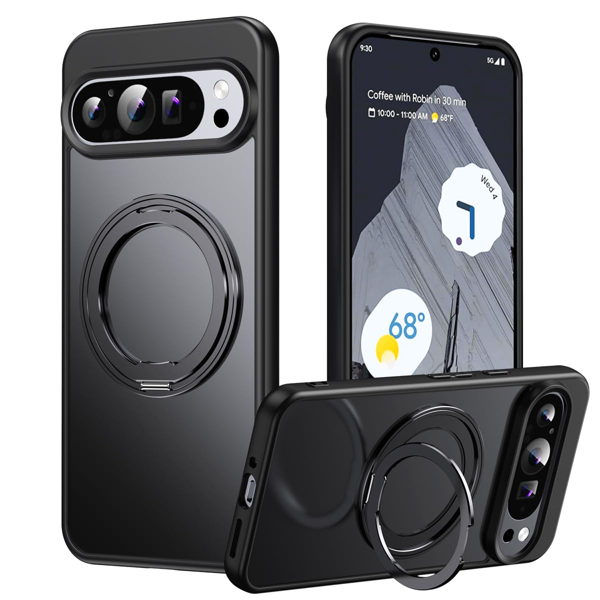 Google Pixel 9 Pro XL 用 ケース 360度回転 スタンド MagSafe対応 グーグルピクセル9プロ XL カバー ワイヤレス充電 SUGOIDAN 携帯ケース リング pixel9proxl ケース 半透明 マグセーフ 軽量 スマホケース （