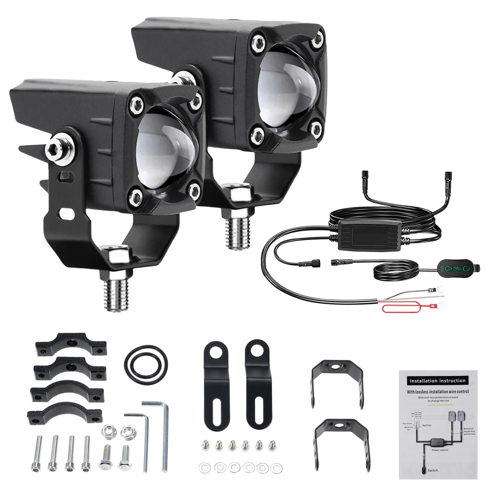 Shkalacar 自動二輪車 フォグランプ 、自動二輪車 LED ドライビングフォグランプ 120W 18000LM 6 ともし火流行り物 LED 助けることともし火 架線馬具一揃いの道具と据え置き鉤括弧付き添い人 トラクタ 貨物自動車 ATV UTV SUV スマートフォン・携帯電話アクセサリー-ケース・カバー