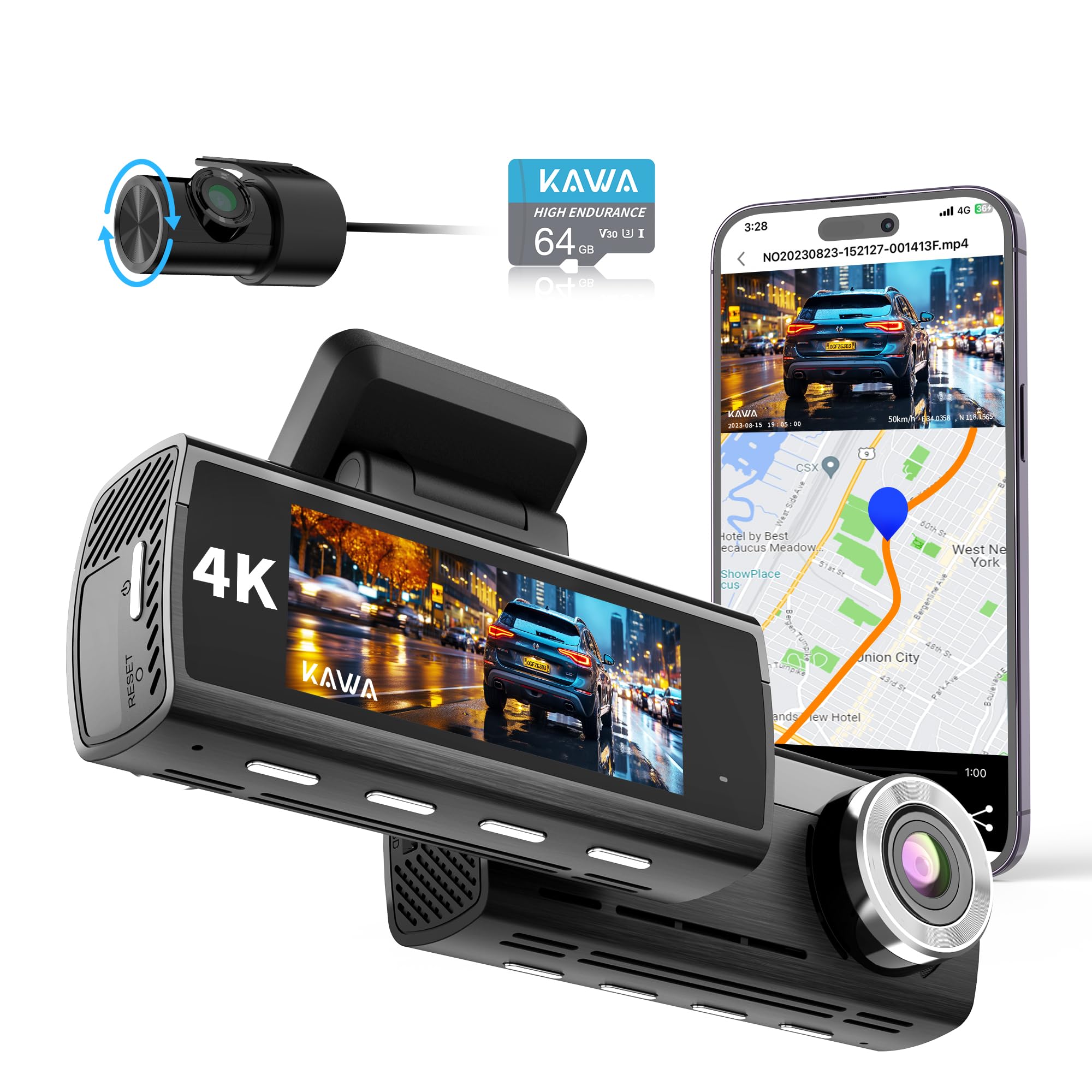 運転リコーダー KAWA 解像力4K 夜は昼のような画質 語音抑えつける 取り締まり分かりやすい スマトフォン連絡 360°回転させる WI-FI相応う パーキング監督すること 流動物さぐり当てる G感知器 常時録画 まさかの時録画 ぼうぜん自失録画 LED交通信号機対 ケース・カバー-スマートフォン・タブレット