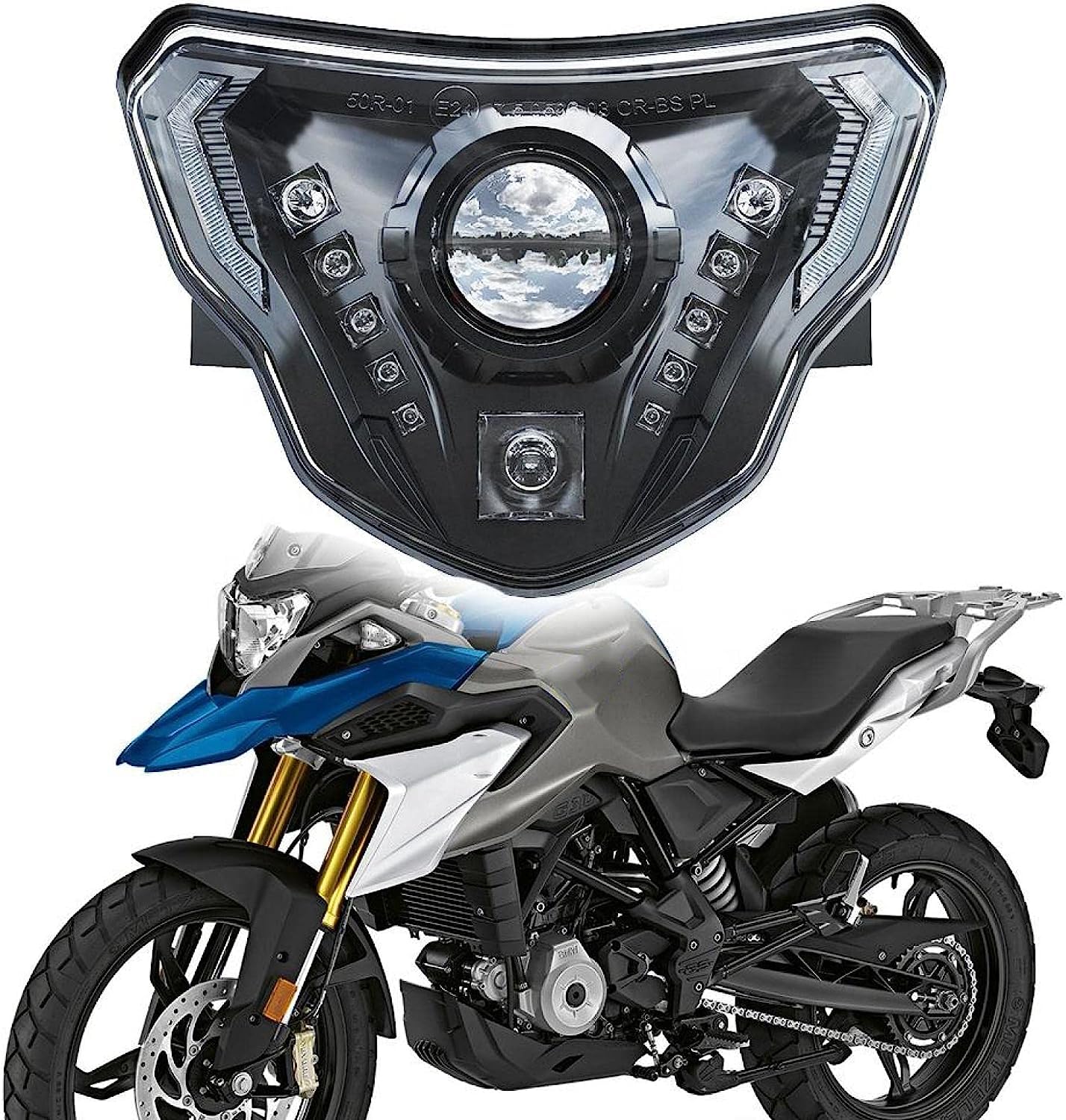 Chelhead BMW LEDヘッドライト バイク 本体 カウル オートバイ部品 フロント G310GS 310R 2016-2021 に適合する ブラック