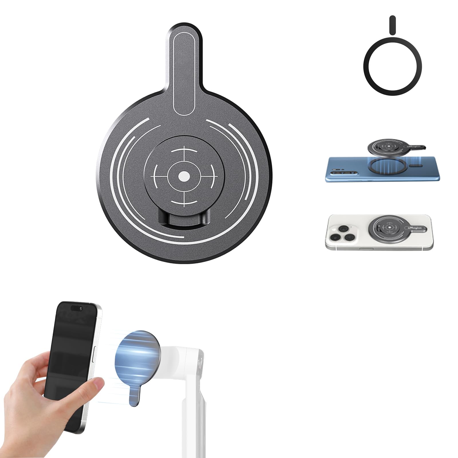 Insta360 Flow Pro / Insta360 Flow ジンバル 磁気アダプタinsta flow 360 MagSafe用 iPhone 16/15/14/13/12つづき物に相応う インスタ360 flow アダプタ 小型軽さ 持ち運び分かりやすい 軽銀アロイ 僅か30g 磁気リ スマートフォン・タブレット-スマートフォン・携帯電話アクセサリー