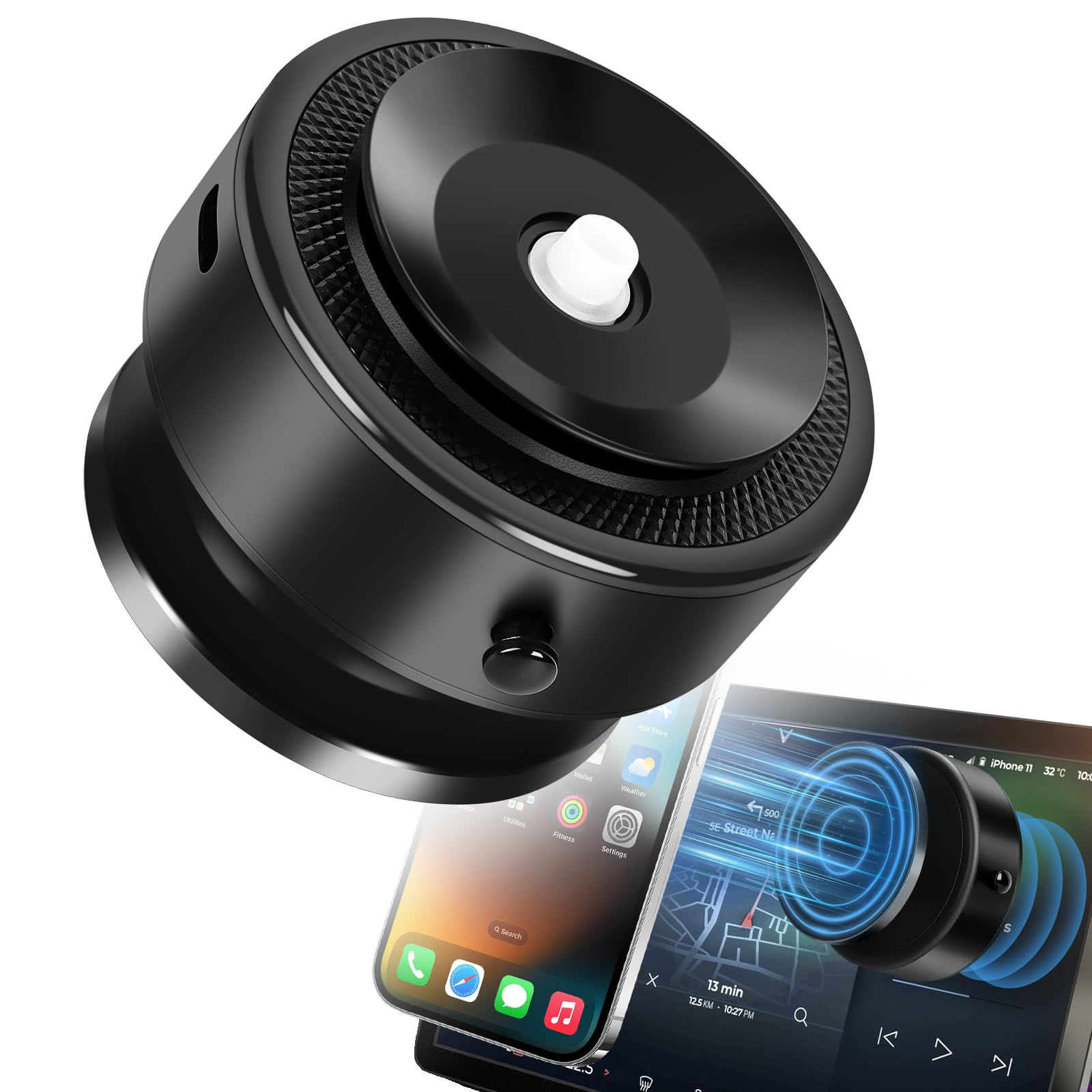 TeamSky 車載 スマホホルダー 電動真空吸着式 磁気吸盤 スマホホルダー 角度調整 強力マグネット スマホスタンド 携帯電話ホルダー 超強吸着力 1.5KG 耐荷重 360度回転 安定感 落下防止 充電対