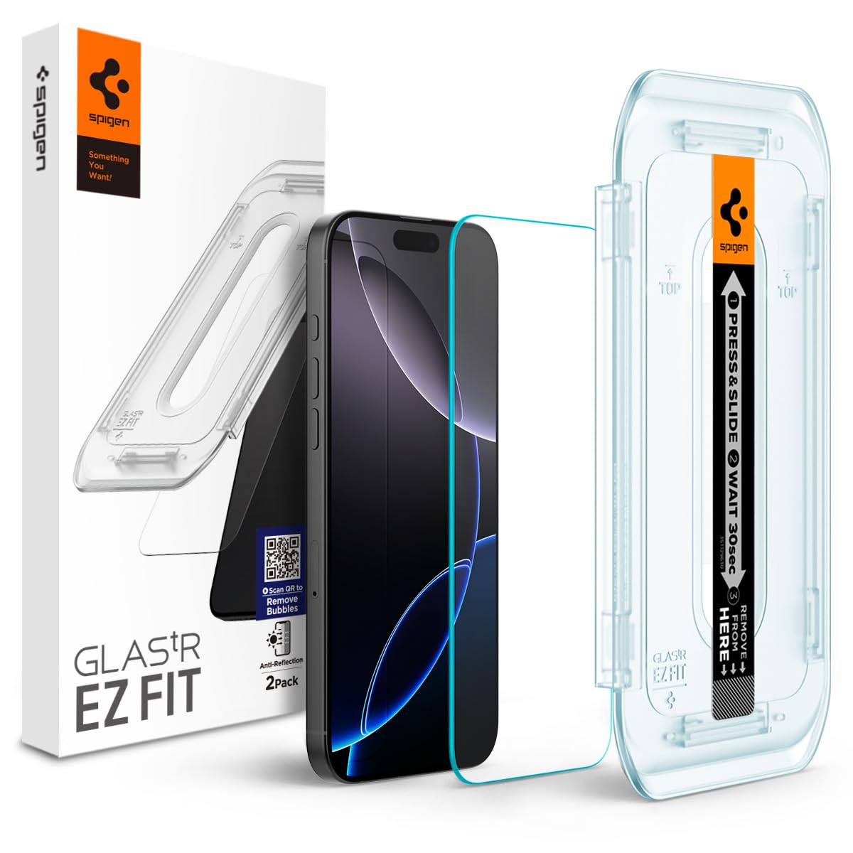 Spigen iPhone 16 Pro ガラスフィルム 反射防止 アンチリフレクション 9H硬度強化ガラス 貼り付けキット付き iPhone16Pro 反射防止フィルム 飛散防止 2枚入 EZ Fit