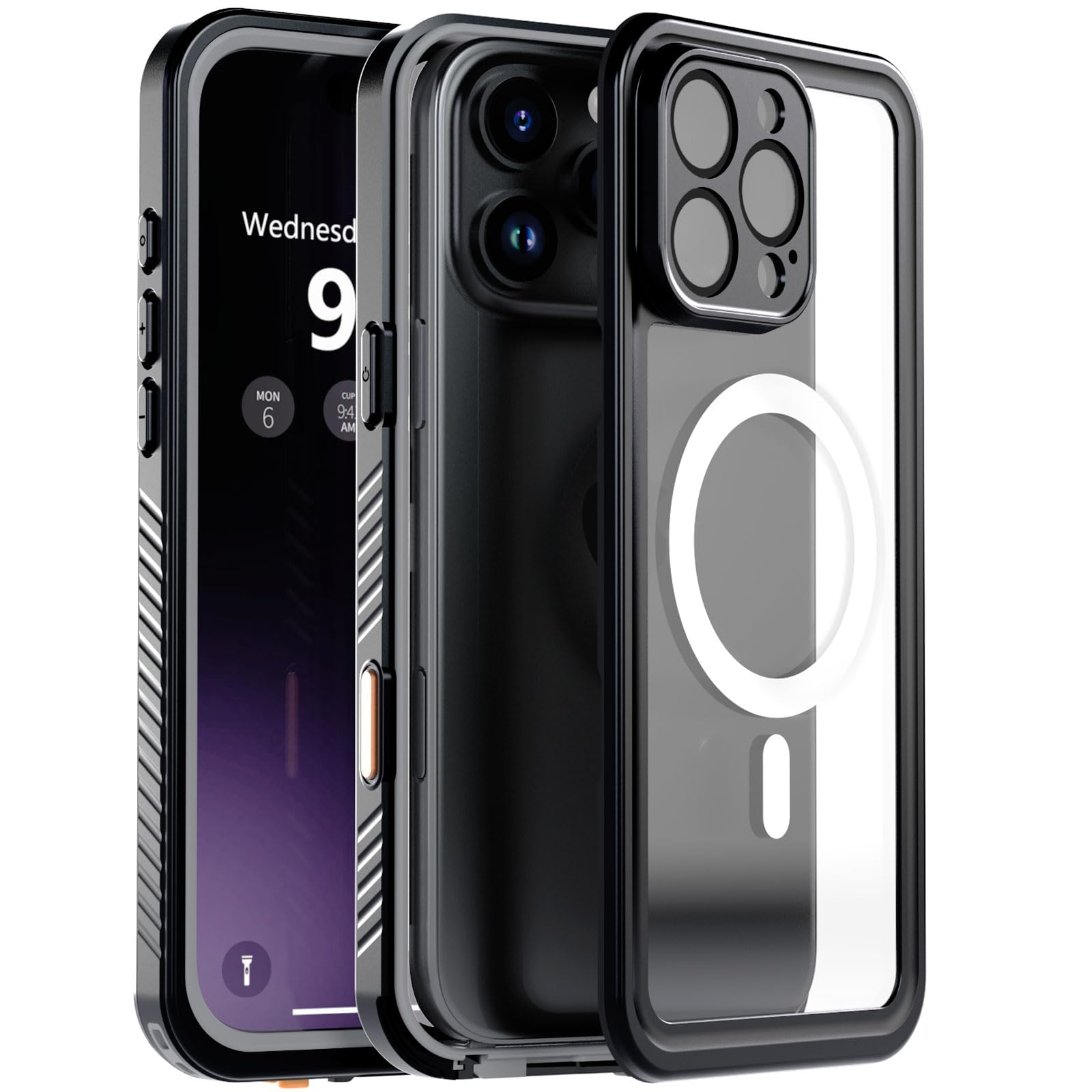 【防水・米軍基準・MagSafe対応】UMITTOS iPhone 16 Pro Max 用 ケース 防水 衝撃吸収 水中撮影対応 Qi充電対応 顔認証対応 全面保護 完全防水 防雪 防塵 滑り止め 手持ちやすい 頑丈 耐衝撃 ストラッ