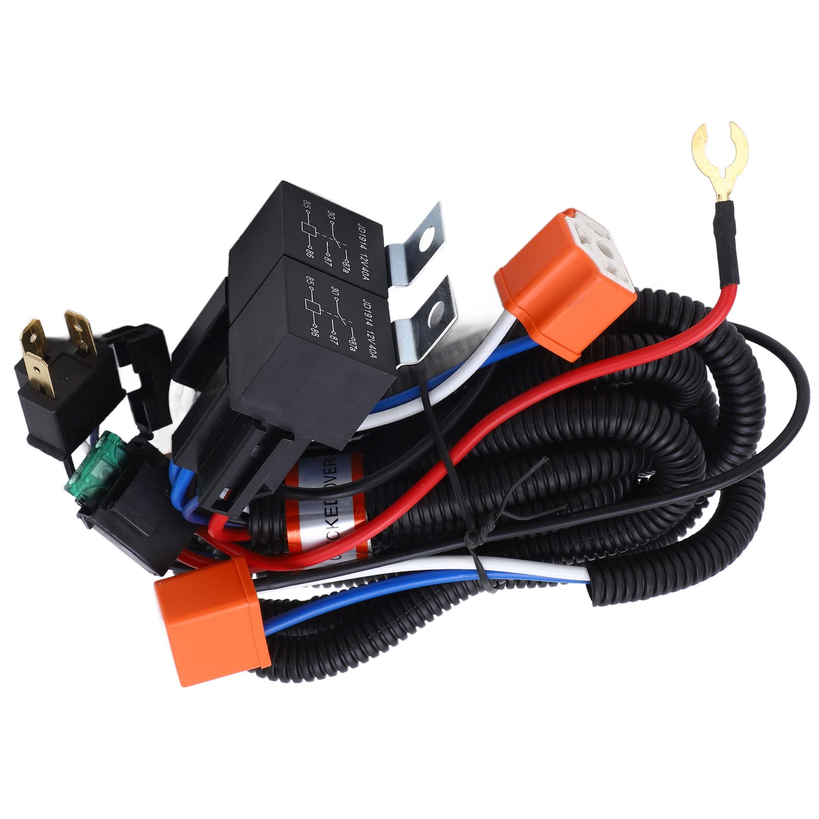 JGGLD H4 ヘッドライト リレー変換ハーネス LEDヘッドライト配線ハーネス H4ヘッドライトリレーハーネスキット LED対応 ABS素材 H6054 H5054 H6054LL 6014 6052 6053などのOEMヘッドライトに適合