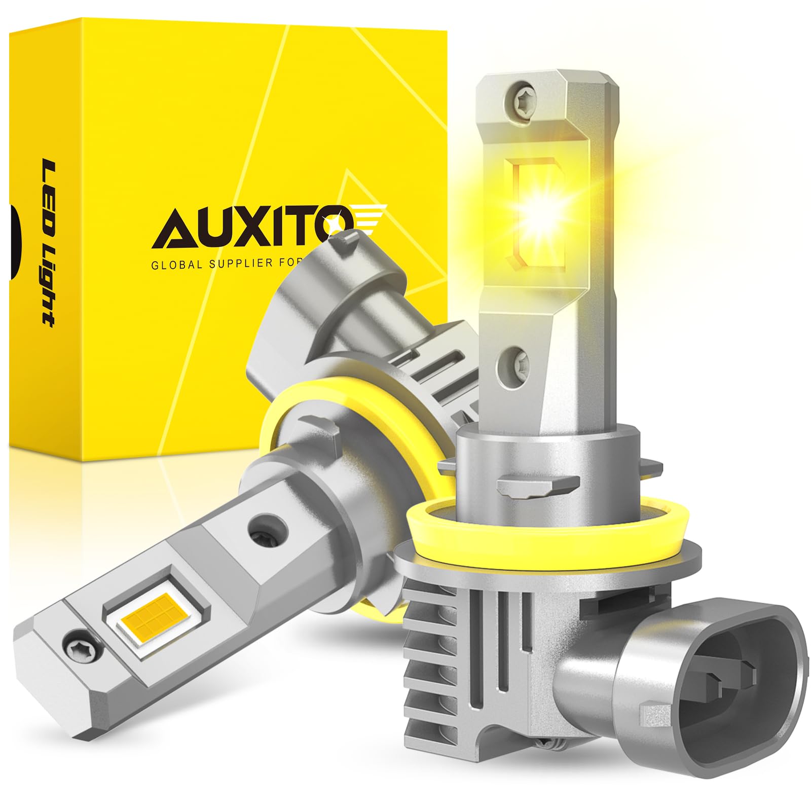 AUXITO H8/H9/H11/H16 LED ヘッドライト イエロー H11 LED フォグランプ 黄3000K 高輝度のチップ搭載 4倍明るさアップ 爆光 新基準車検対応 取り付け簡単 ファンレス 静音 瞬間起動 DC12-18V車対応 三重放｜WES STORE