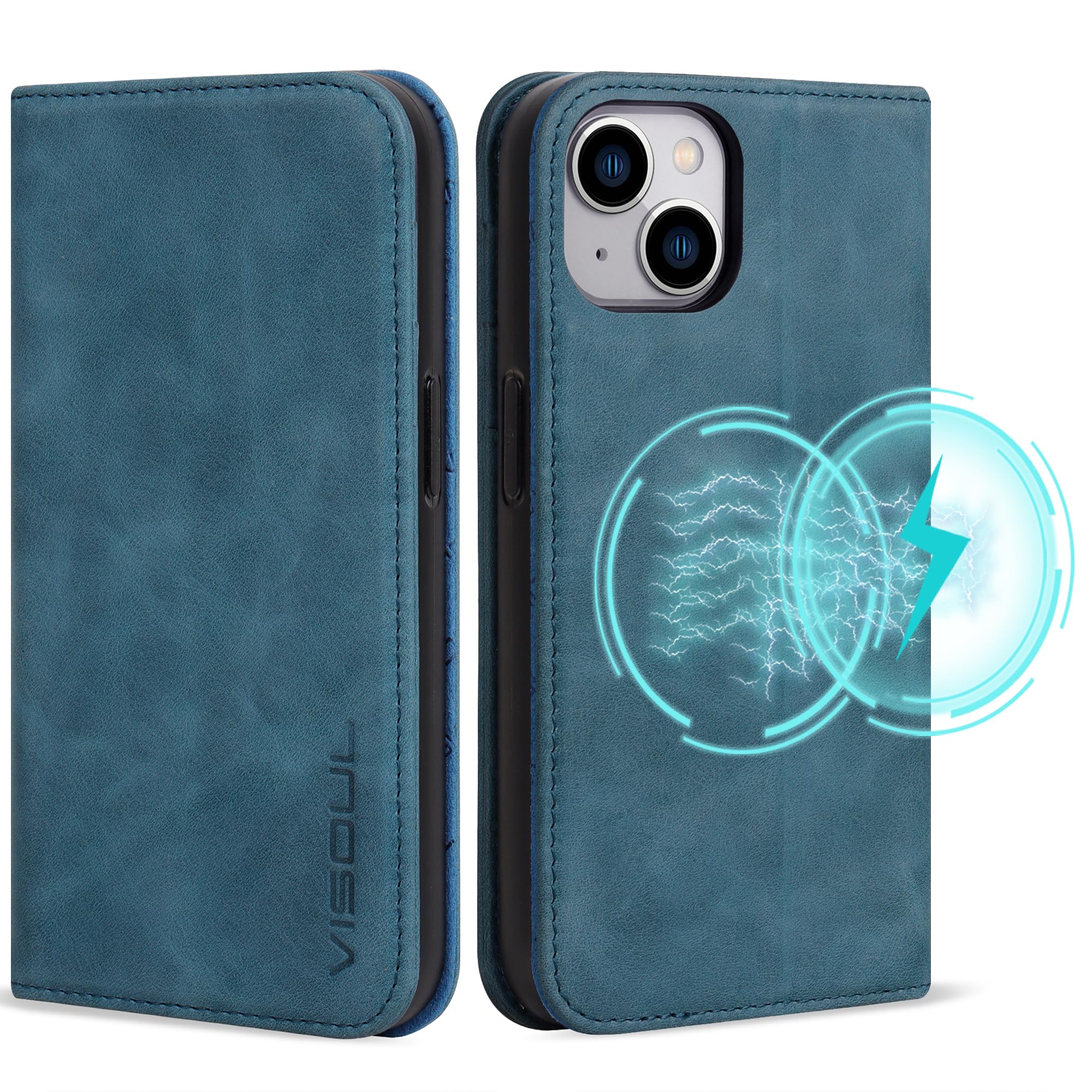 VISOUL iphone15 ケース 手帳型 本革 MagSafe対応 スマホケース レザーケース 手帳型ケース アイフォン15 ケース ワイヤレス充電対応 カード収納 携帯ケース 全面保護 マグネット 柔軟なTPU素材 マ