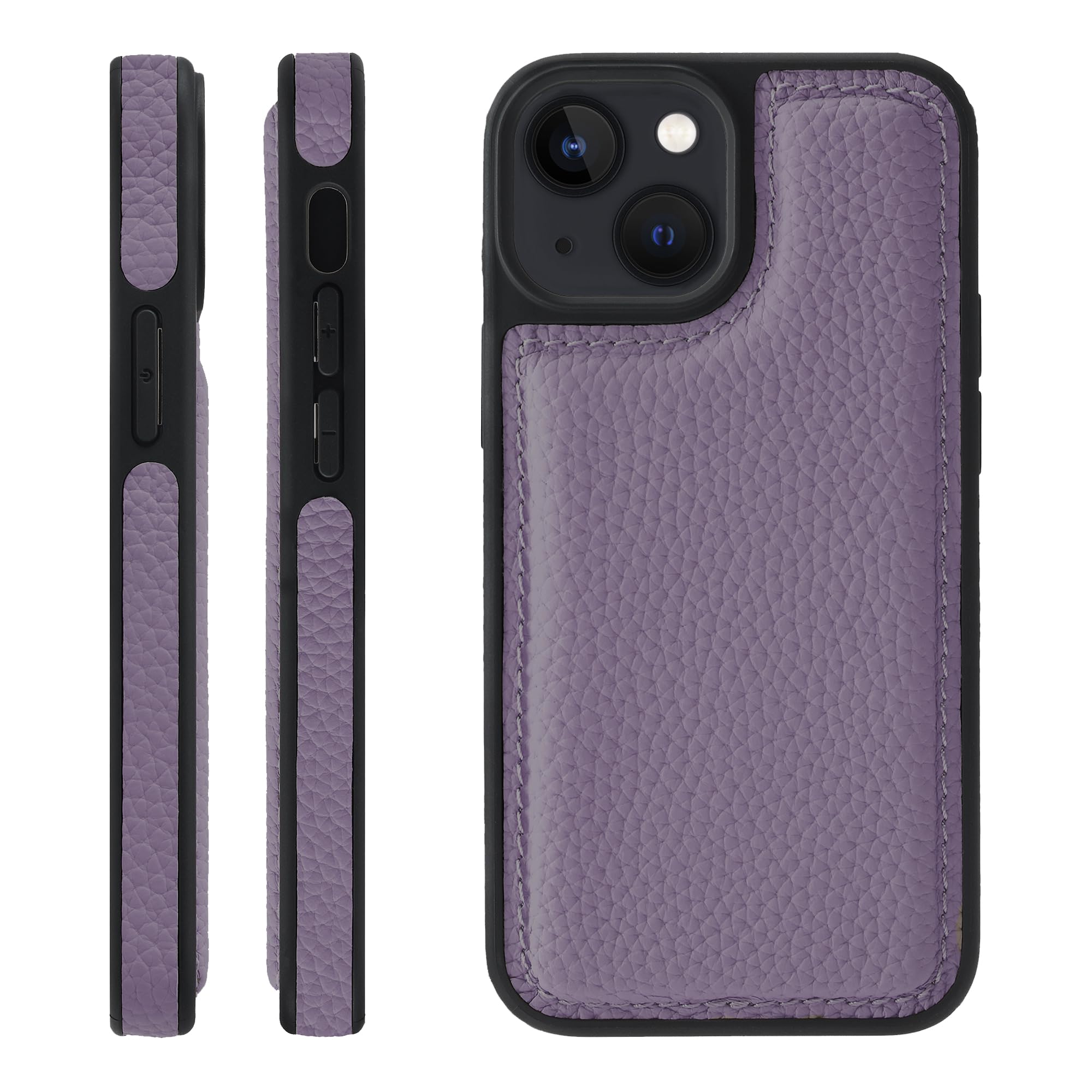 HANATORA 13 ケース 本革 耐衝撃 バンパー型 スマホケース スマホ 側面本革 シュリンクレザー ギフト パープル WPG-13-Purple|WES STORE