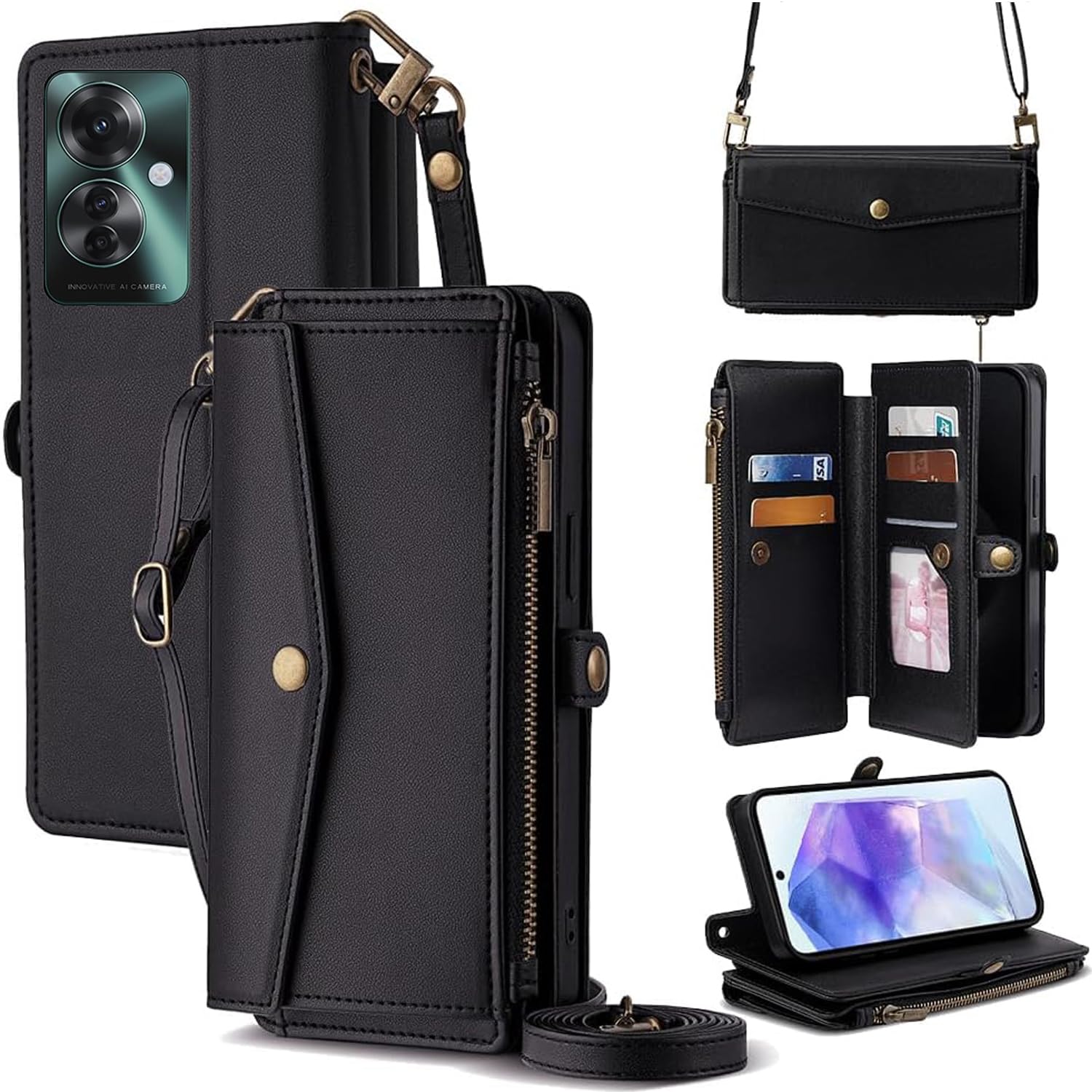 OPPO Reno 11A/11F 容れもの 金入れ型 オッポリノ11a CPH2603/A401OP オッポリノ11f 万覚え帳型 肩肉 同盟罷工一回り長+短2本 5枚歌留多拡張スロット 1枚の活動写真拡張スロット照明ランプ役立つこと 1枚の現ナマ拡張スロット 1つのジッ