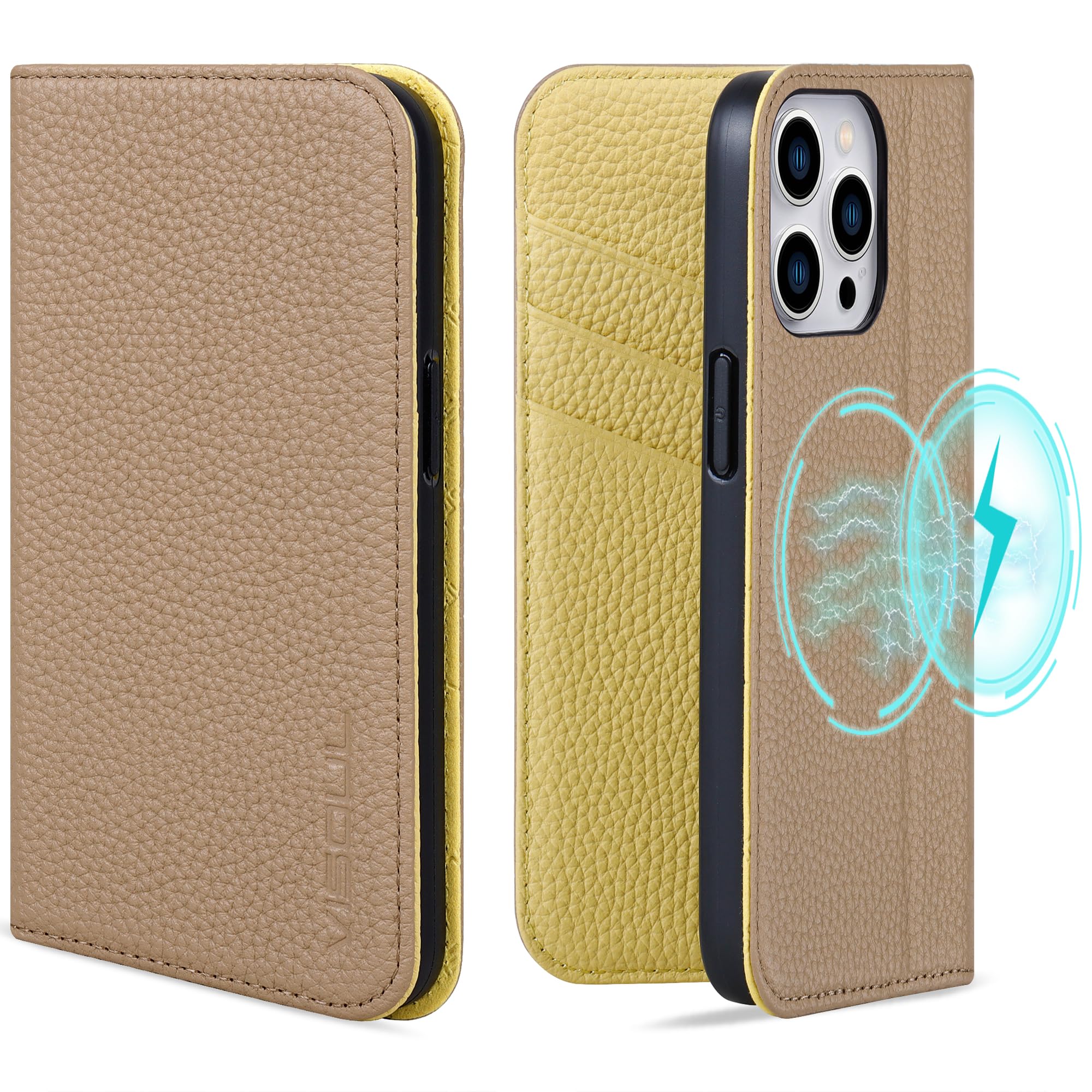 VISOUL iphone15 Pro 入れもの 万覚え帳型 本革 MagSafe相応う スマホケース なめし革入れもの 万覚え帳型入れもの アイフォン15 Pro 入れもの 歌留多納める 持ちはこぶ入れもの 全面保護すること 磁石 延性のあるなTPU原料品 磁石式 スタ