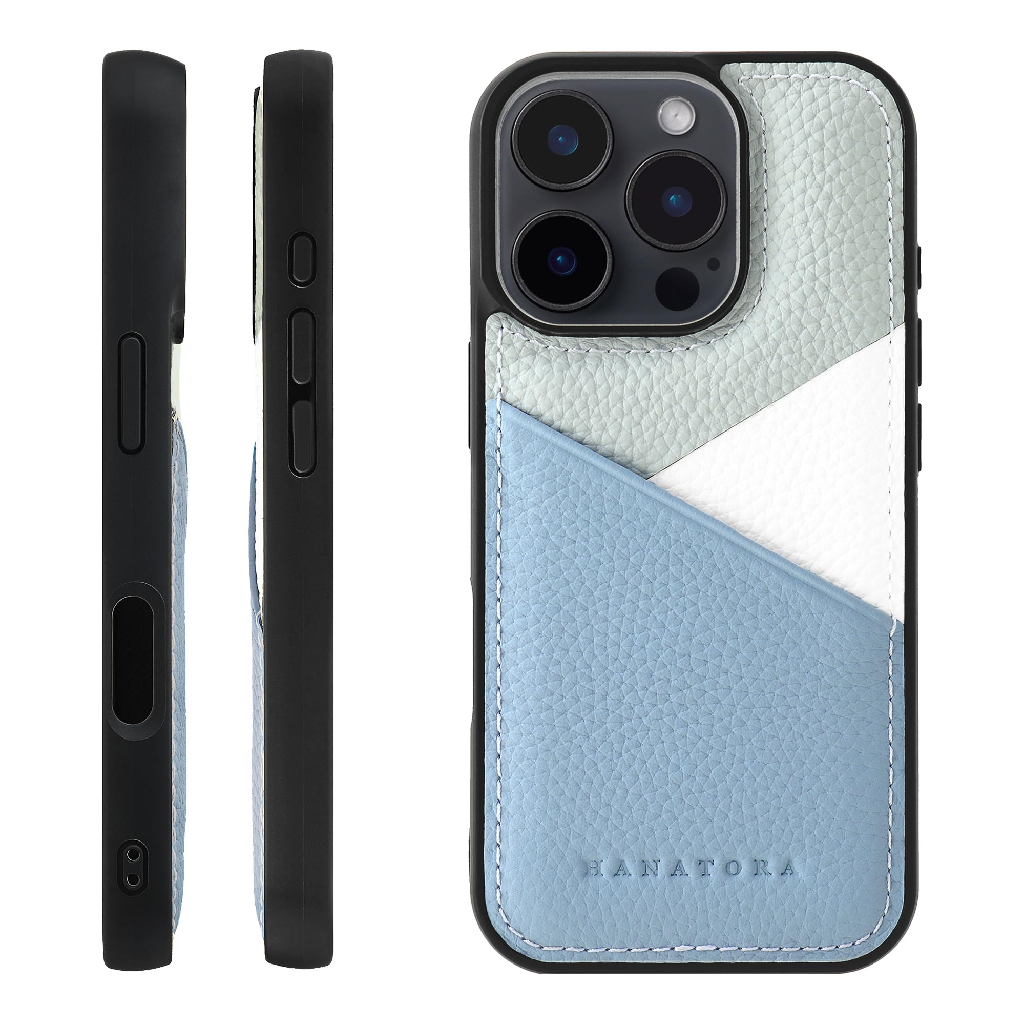 HANATORA 16Pro 専用ケース 本革 耐衝撃 スマホケース スマホ カードポケット パステルカラー シュリンクカーフレザー ギフト マグネットなし ブルーグレー PSP-16Pro-BlueGray