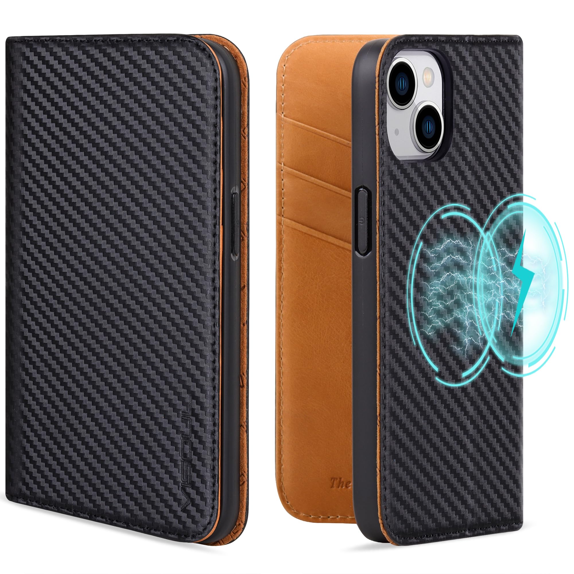 VISOUL iphone15 ケース 手帳型 本革 MagSafe対応 スマホケース レザーケース 手帳型ケース アイフォン15 ケース ワイヤレス充電対応 カード収納 携帯ケース 全面保護 マグネット 柔軟なTPU素材 マ