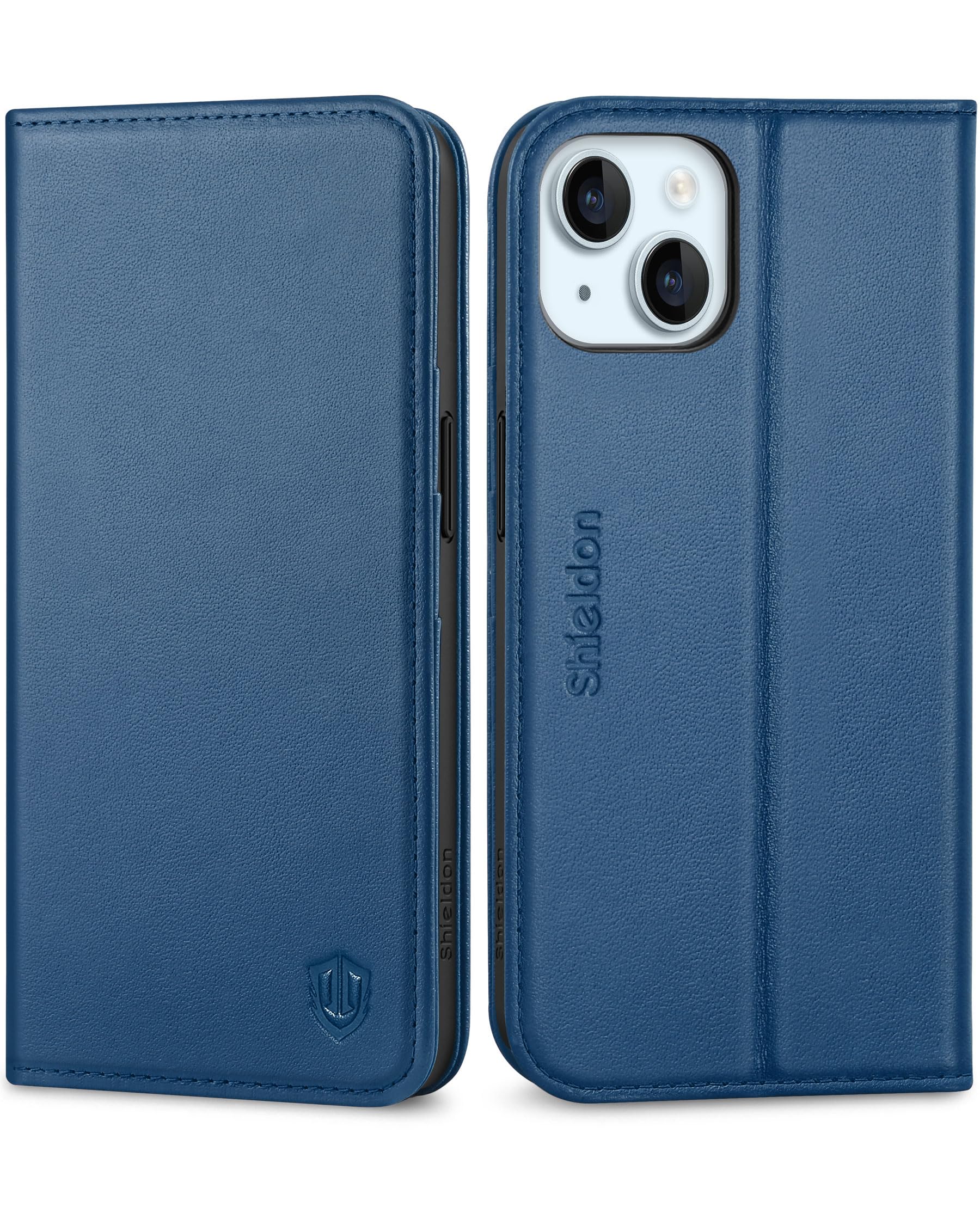SHIELDON iPhone 15 対応ケース 手帳型 本革 あいふぉん15 スマホカバー 衝撃吸収 TPU素材 カード収納 横置きスタンド機能 マグネット内蔵 [RFIDブロッキング]全面保護 アイホン15 対応 スマホケース