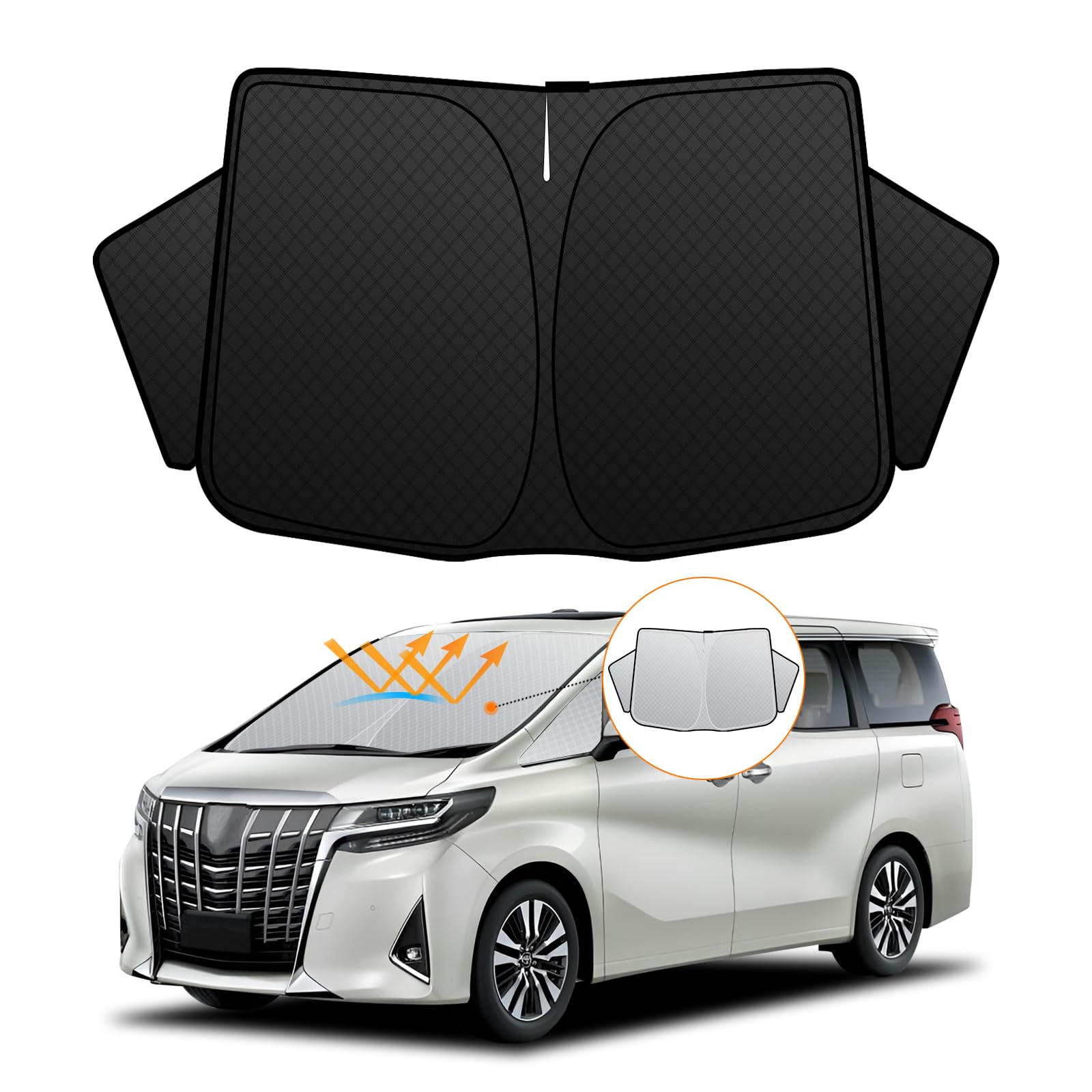 【強化版】トヨタ アルファード ヴェルファイア 30系 フロントガラス サンシェード 前期/後期 Alphard/Velfire H27.1-R5.6 UVカット 吸盤不要 遮光断熱 夏 紫外線 UVカット 簡単着脱 内装パーツ 車種|WES STORE