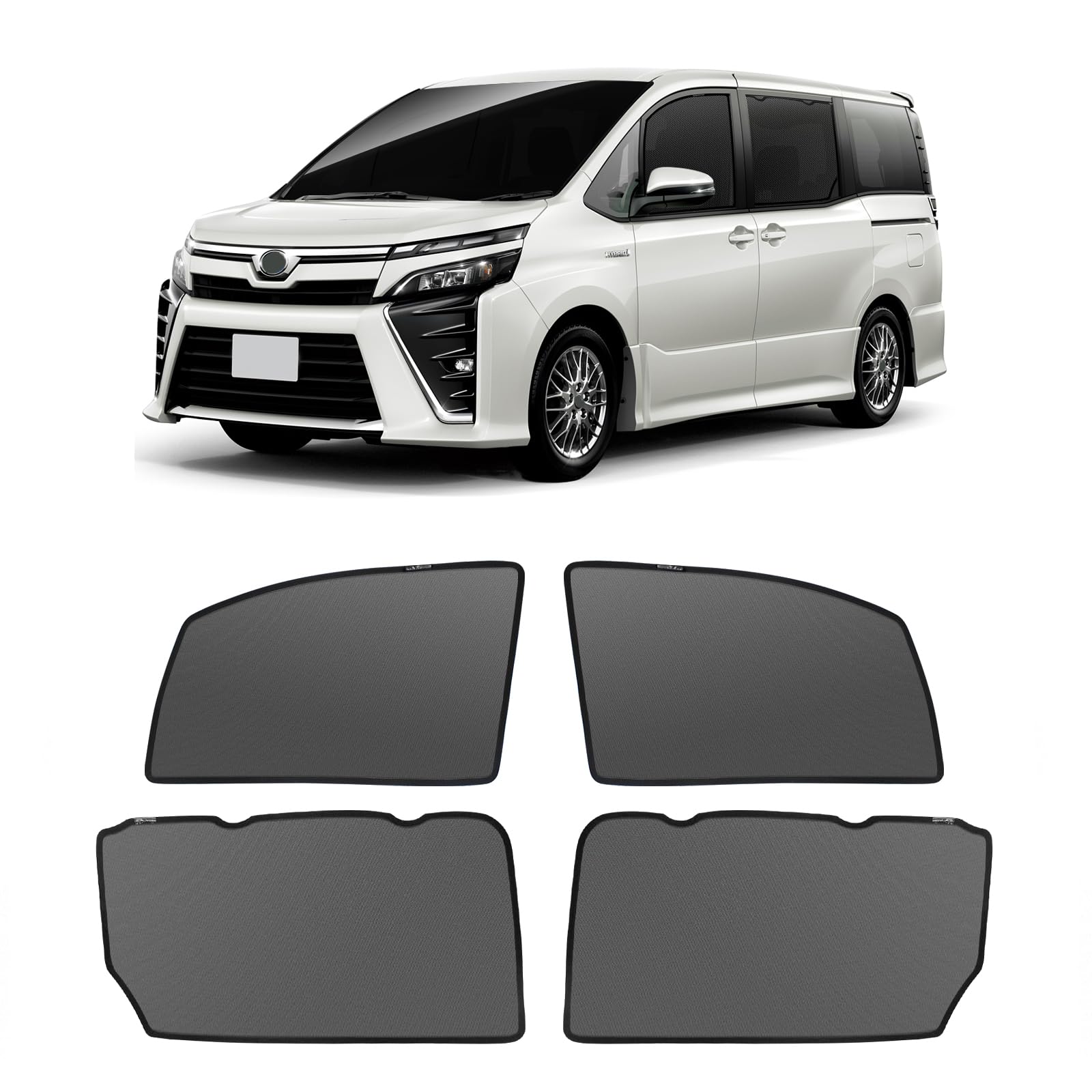 新型 ヴォクシー ノア 80系 メッシュカーテン マグネット式 遮光 換気 サイドバイザー 車用 VOXY NOAH 80 サンシェード 車種専用設計 虫除け 折り畳み式 日除け アクセサリー カスタム パーツ 4