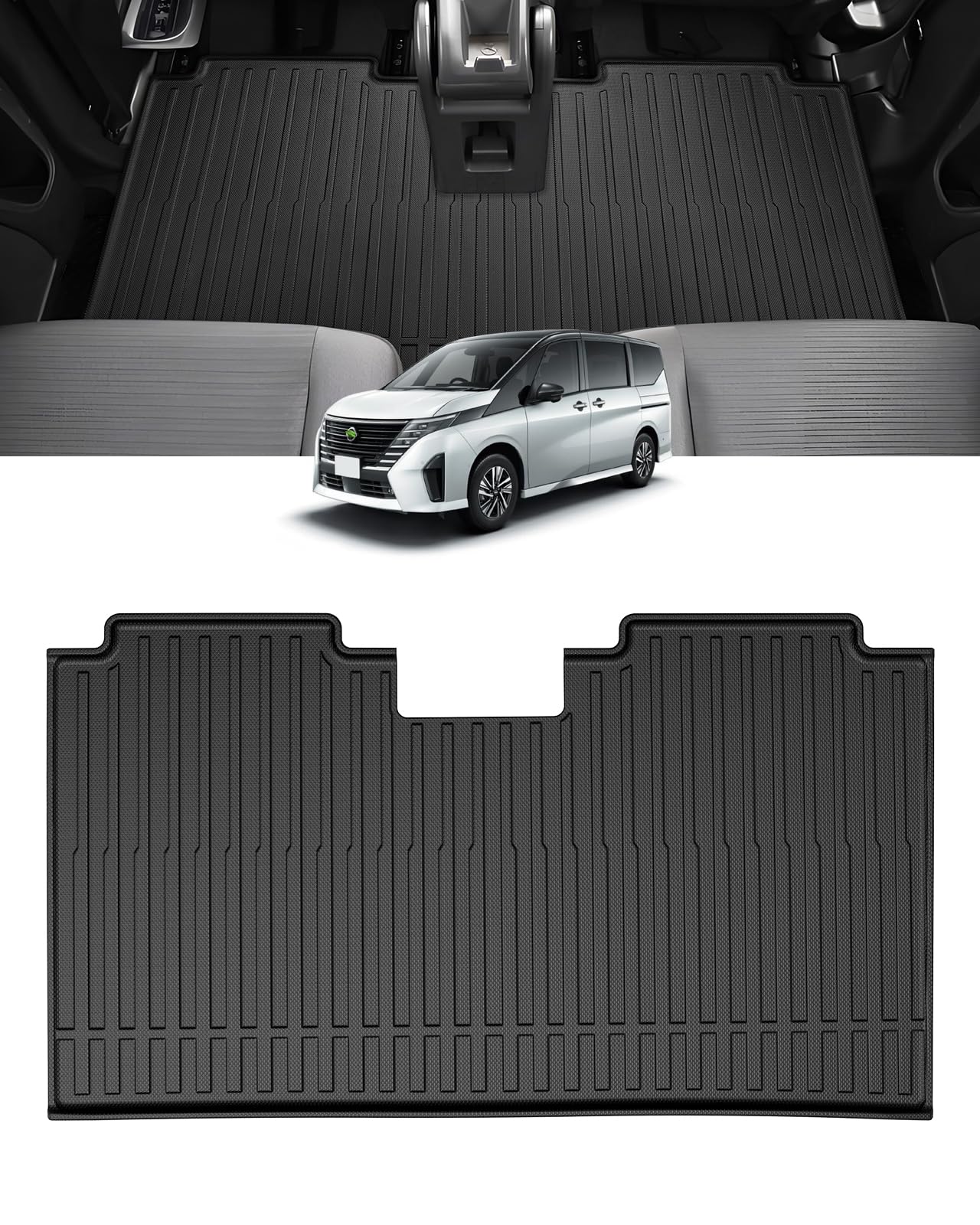 Cartist ニッサン 新型 セレナ C28型 フロアマット セカンドマット ラックマット 8人乗り ガソリン車用 2列目用 立体カーマット 3Dフロアマット SERENA C28 2023年1月～現行 立体構造 防水 滑り防止