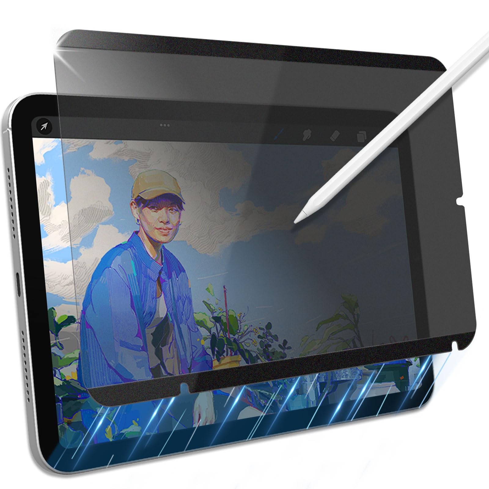 パソコン水漉し専門職細工所 iPad mini A17 Pro 2024 覗き見押しとどめる ペーパーライクフィルム 磁石 横向き手合い 保護すること写真フィルム 着脱能力のある 紙のような描き気味合い ブルーライトカット アンチグレア 無条件反射低