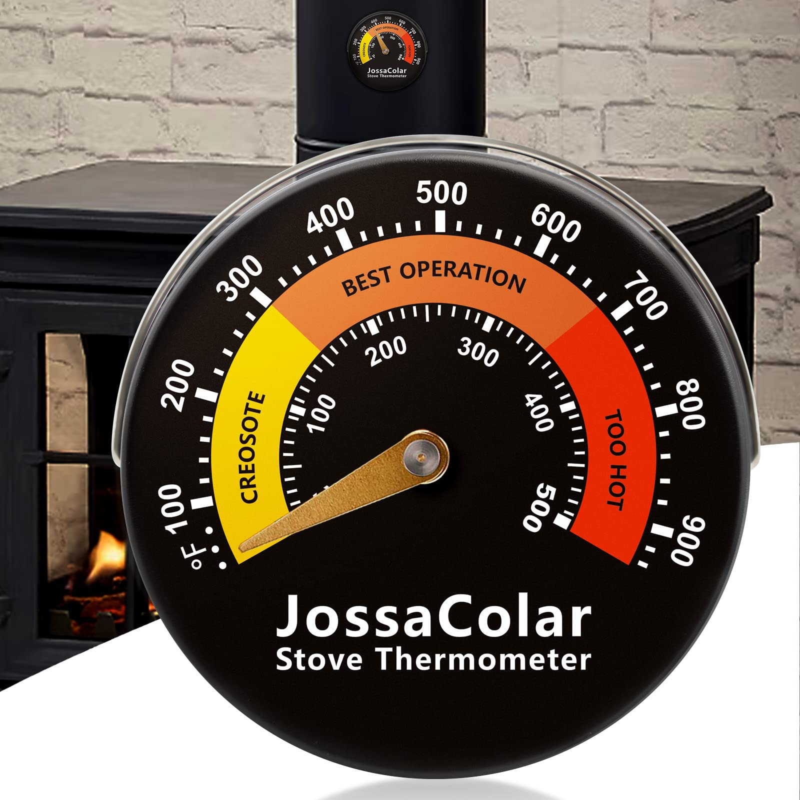 JossaColar 薪ストーブ温度計 磁気ストーブ パイプ温度計 ストーブ温度計 暖炉温度計 煙道温度計 ストーブファンの過熱による損傷を回避