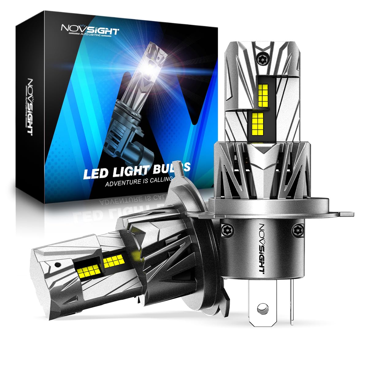 『純正サイズより小さい!爆光モデル』NOVSIGHT LEDヘッドライト Hi/Lo 車検対応 バイク/車用 18000lm 35W*2 Hi/Lo切替 6500K 11-18V車用 ハロゲンサイズ 静音ファン付き 2個セット 2年保証付き(H4)|WES STORE