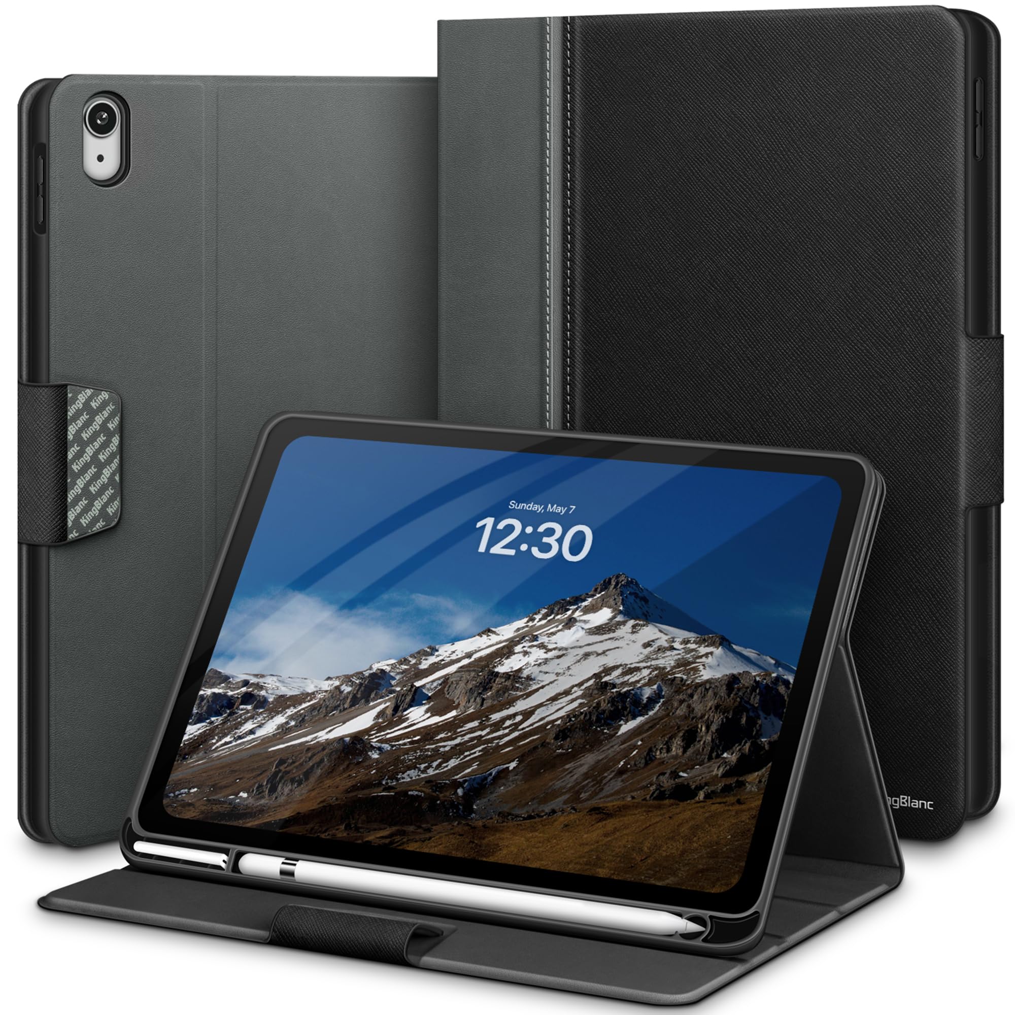 KingBlanc ipad 10世代 ケース 2022モデル 10.9インチ 手帳型 ペン収納 高級PUレザー製 ペンホルダー付き オートスリープ タイピング角度 スタンド機能 汚れにくい ビジネス アイパッド 第10世代 カ