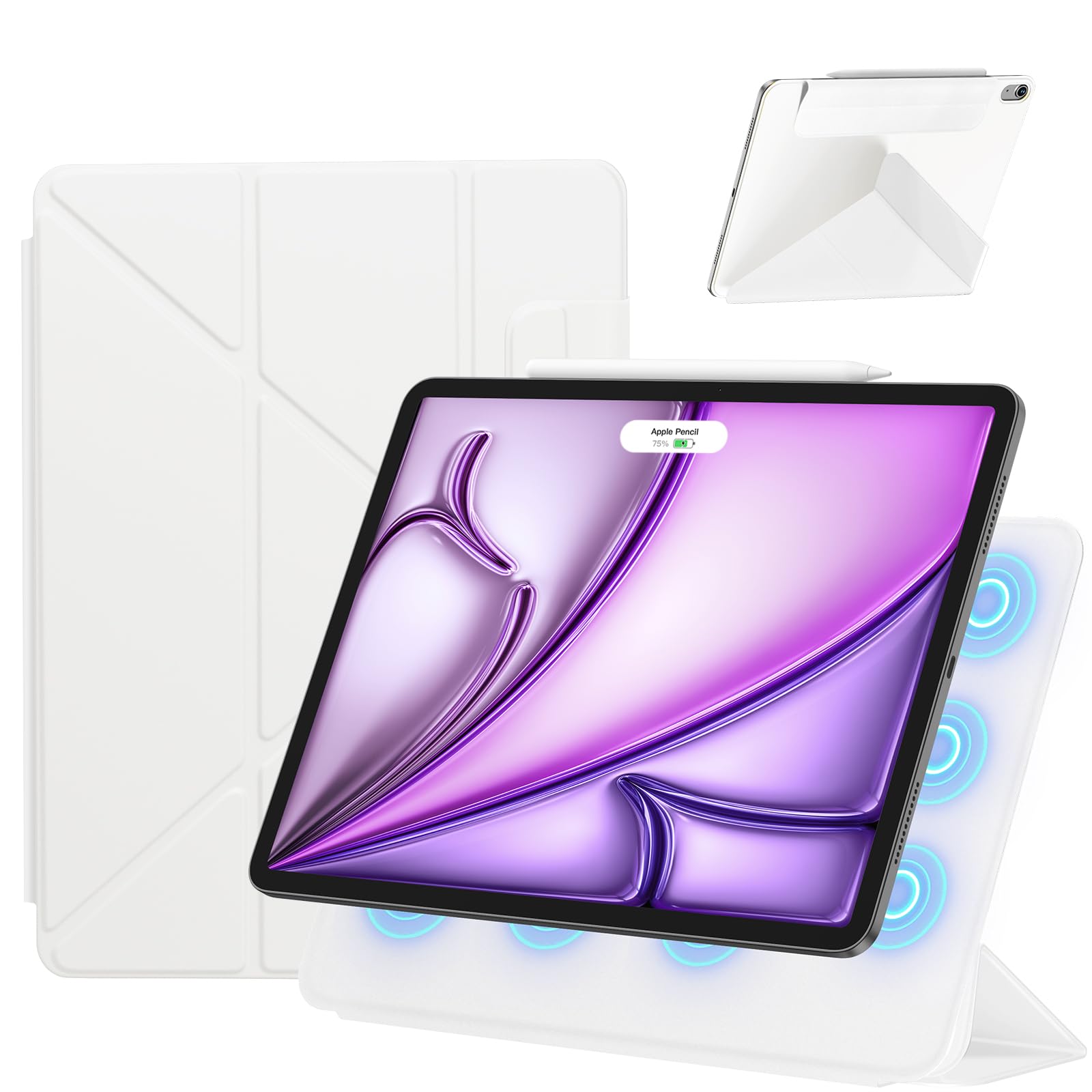 SANDUODD iPad Air 11in 入れもの M2 (2024、第6時人)/iPad Air 第5/4時人 入れもの(2022/2020)/iPad pro 11in 入れもの(2018)専用 横置＆縦置 角度合わせる能力のある ３角形照明ランプ 豪然たる磁石へばり着く Pencil相応う 極薄