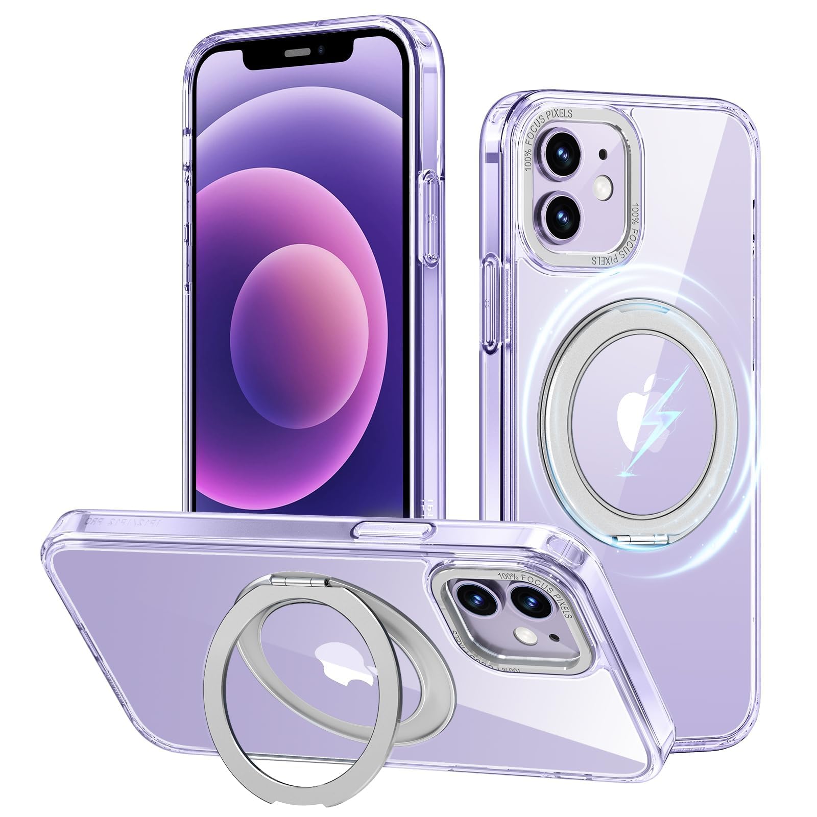 iPhone 12 / iPhone 12 Pro 用 容れもの Magsafe相応う 無線電話申し受ける 360°回転させる照明ランプ 縦横両相応う Gunwon スマホケース iphone12 / iPhone12 Pro 用 米軍標準尺度 耐衝撃 半澄み切った 引っ敷き感 マグセーフ 防指紋 輪っか マ