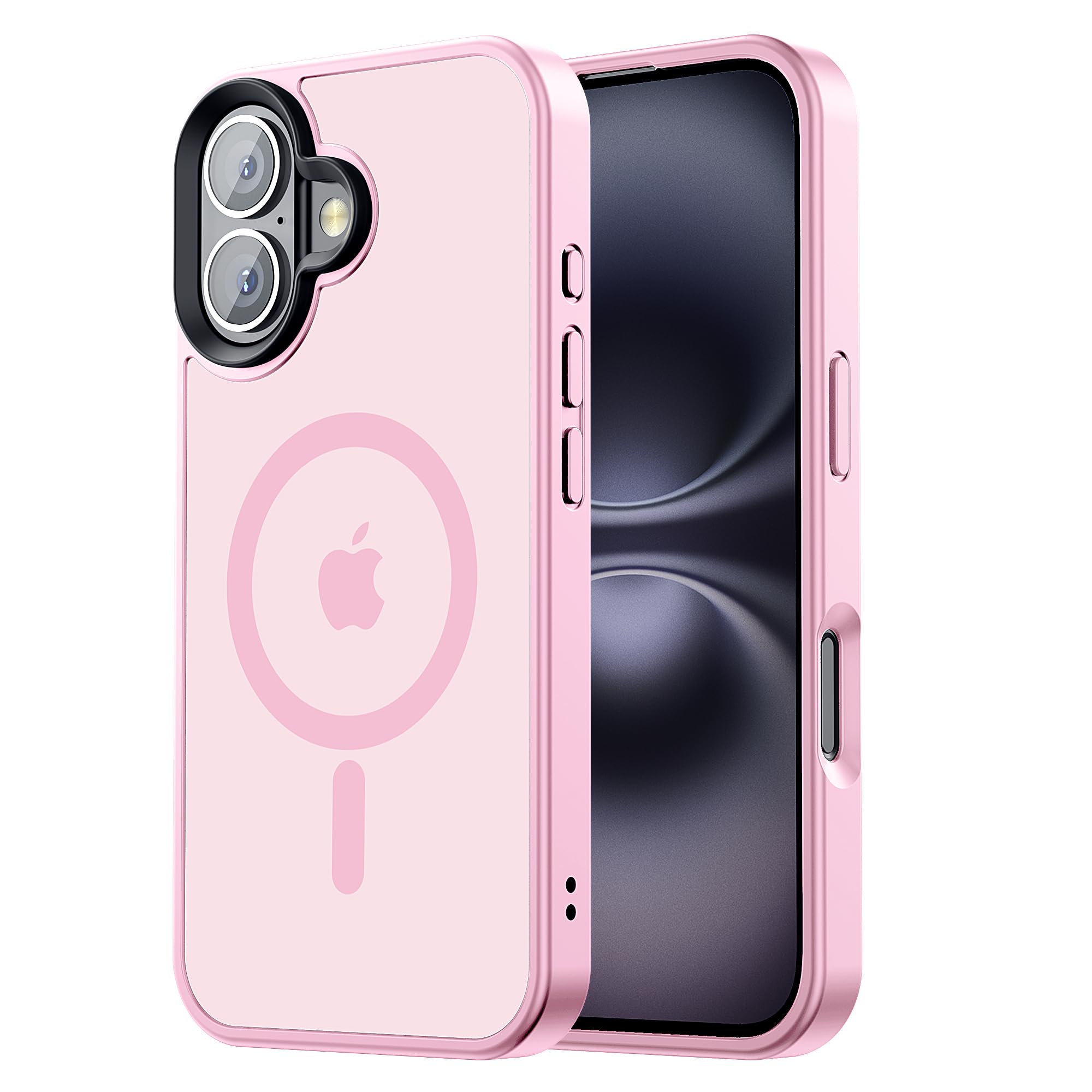 【米軍規格・MagSafe対応】Gtsoho iPhone 16 用 ケース 半透明 マグネット搭載 ワイヤレス充電 耐衝撃 耐久性 全面保護 黄ばみなし ストラップホール付き イフォン16用 カバー マグセーフ対応 ピン