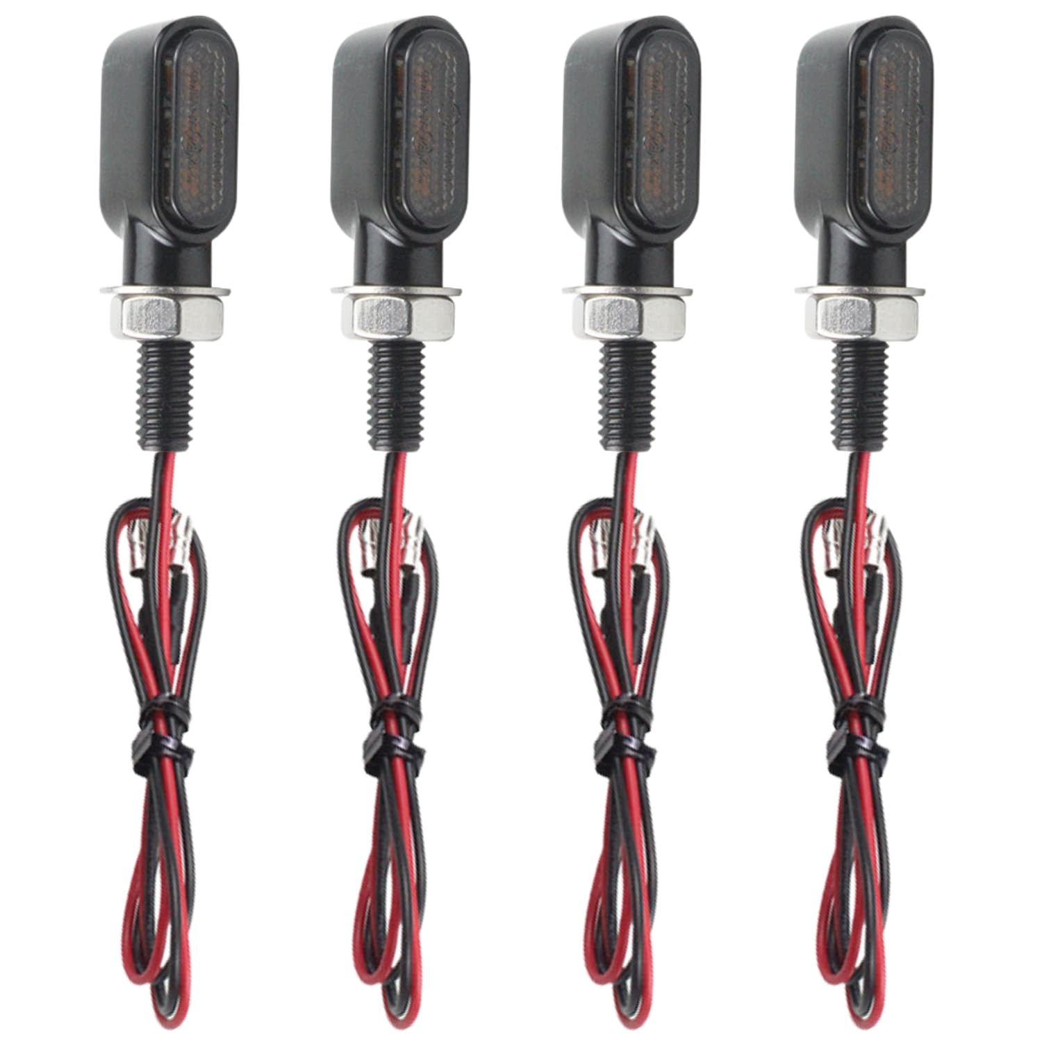 RYOTBASE バイク ウインカー LED ウィンカー オートバイ 小型 高視認 高輝度 安全 8M スモーク アンバー 汎用 12V 防水 原付 スクーター スポーツバイク フロント リア (3発&times;4個)｜WES STORE