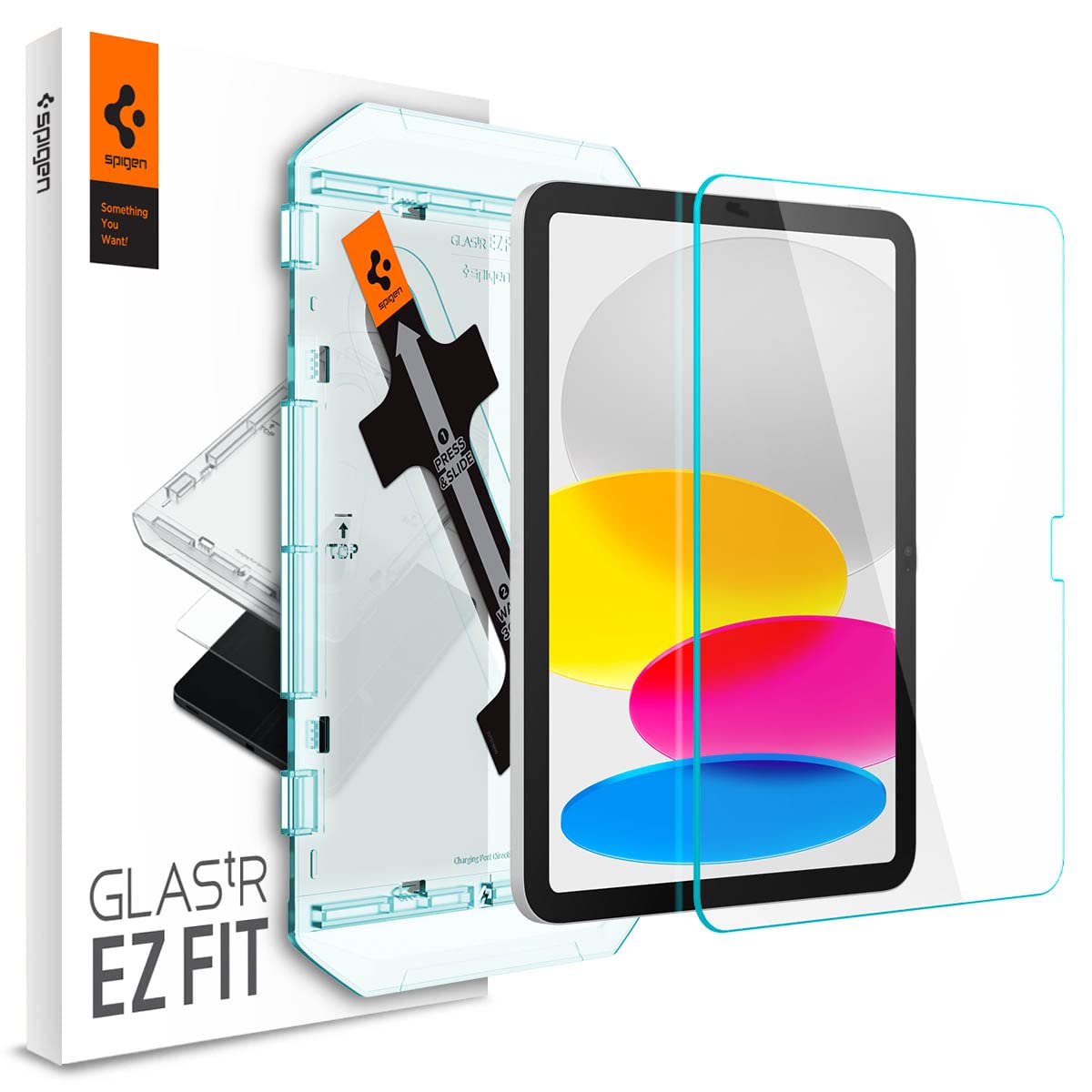 Spigen EZ Fit ガラスフィルム iPad 第10世代 2022 10.9インチ 用 貼り付けキット付き インカメラ部分空けタイプ ipad 2022 対応 保護 フィルム 1枚