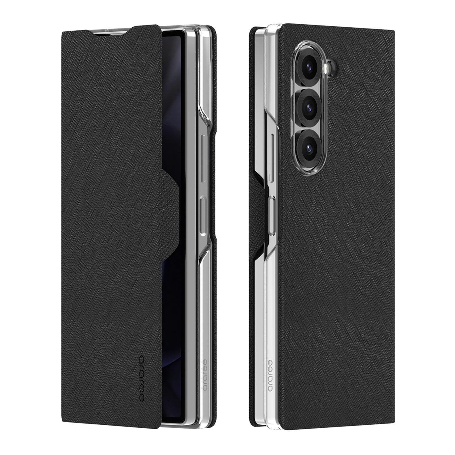 araree Galaxy Z Fold6 対応 手帳型 ケース 《サムスン公式認定品》[プレミアムレザー フック式カバー 留め具 ラッチ フリップ ケース ワイヤレス充電対応 軽量 衝撃吸収 カメラ保護 ] レザーケー