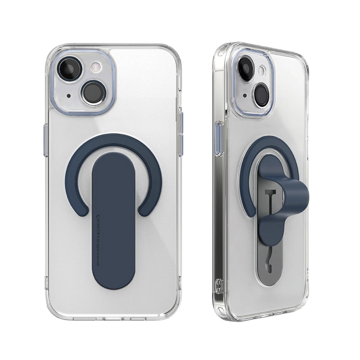 momo stick iPhone 15 用 ケース Mag Grip レンズガード一体型クリアケース [ 特許取得 スマホスタンド機能 マグネット搭載 密着痕防止 TPUとポリカーボネートのハイブリッド エアクッション 耐衝撃