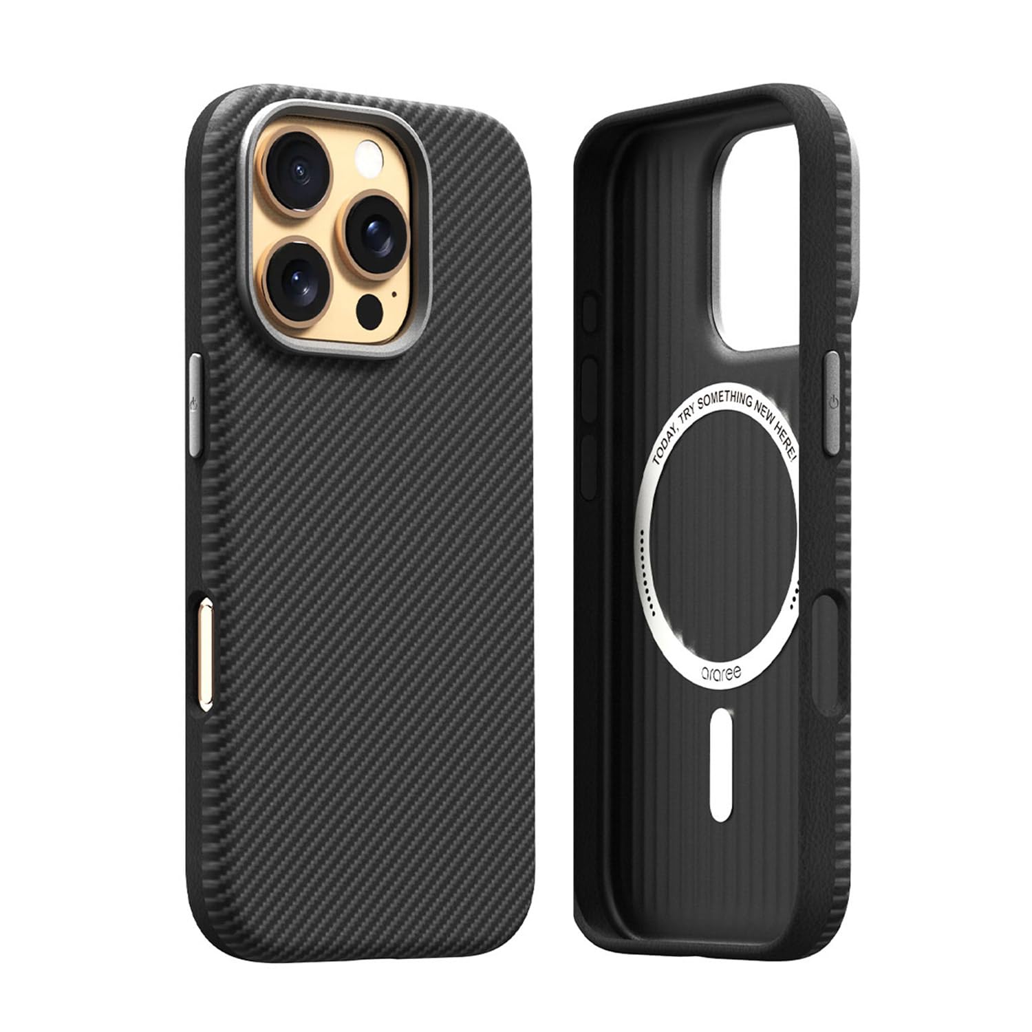 araree iPhone 16 Pro ケース カーボン PELLIS [ magsafe対応 レザー 高耐久 ポリカーボネート メタル ] アイフォン 保護カバー AR27141i16PR【国内正規品】