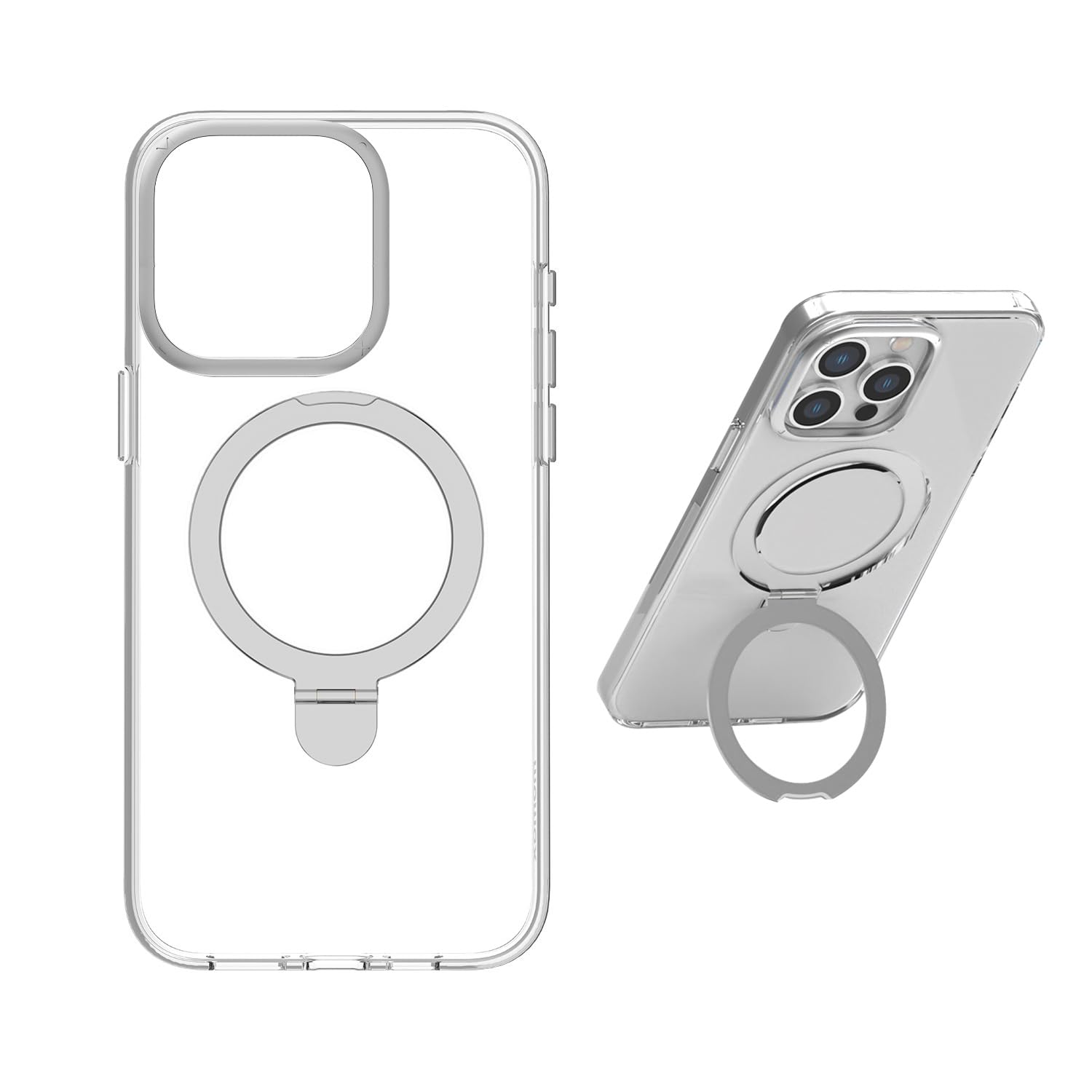 MOMAX iPhone 15 Pro Max 用 入れもの Flip MagSafe相応う 照明ランプ入れもの [ 輪っか照明ランプ 輪っか付き添い人 2Way 磁石内蔵 縦横両方相応う 軽銀 名取り草押しかぶせる TPUとポリカーボネートの変わり種