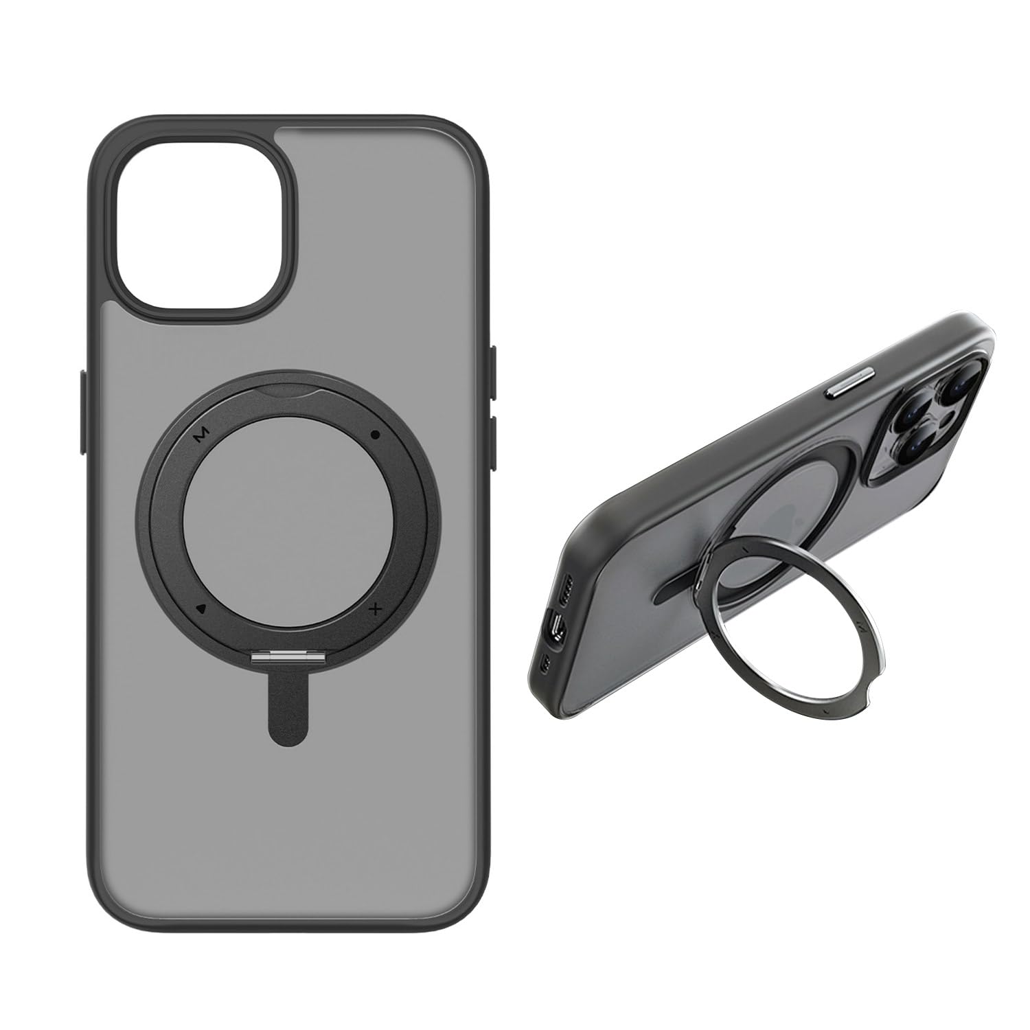 MOMAX iPhone 15 用 ケース Roller Magsafe対応360&deg;スタンドケース [ リングスタンド リング付き マグネット内蔵 360度回転 縦横両方対応 アルミニウム ボタンカバー TPUとポリカーボネートのハイブリ｜WES STORE 11,768円