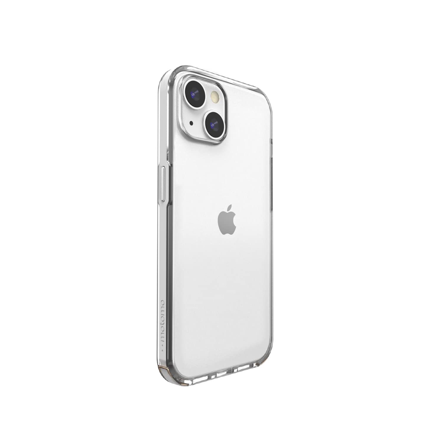 motomo iPhone 14 ケース INO Achrome Shield Strap Case [ クリア ソフトケース メタルストラップホール付き 密着痕防止 TPUとポリカーボネートのハイブリッド 耐衝撃 バンパー風 ワイヤレス充電 ] アップ