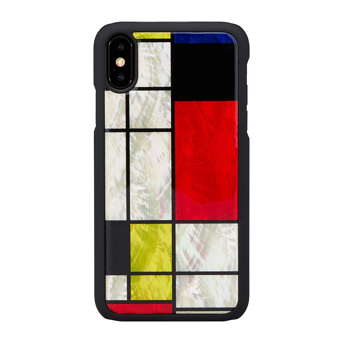 ikins iPhone XS Max 天然貝ケース Mondrian ブラックフレーム (アイキンス モンドリアン) アイフォン カバー 6.5インチ ワイヤレス充電対応 【日本正規代理店品】 I15841i65