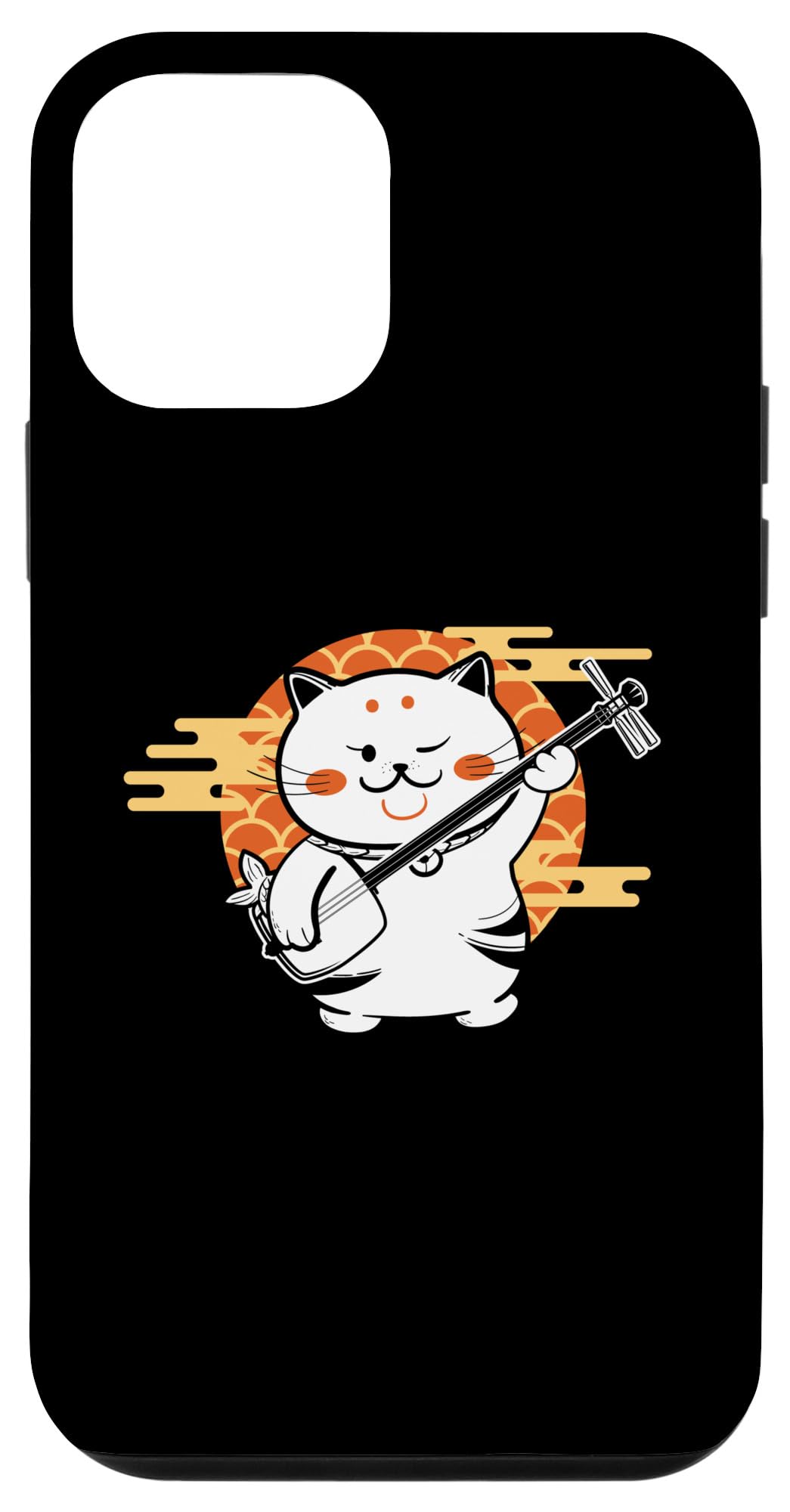 iPhone 12 mini 三味線で遊ぶ猫 | 日本文化 | 日本音楽家 スマホケース